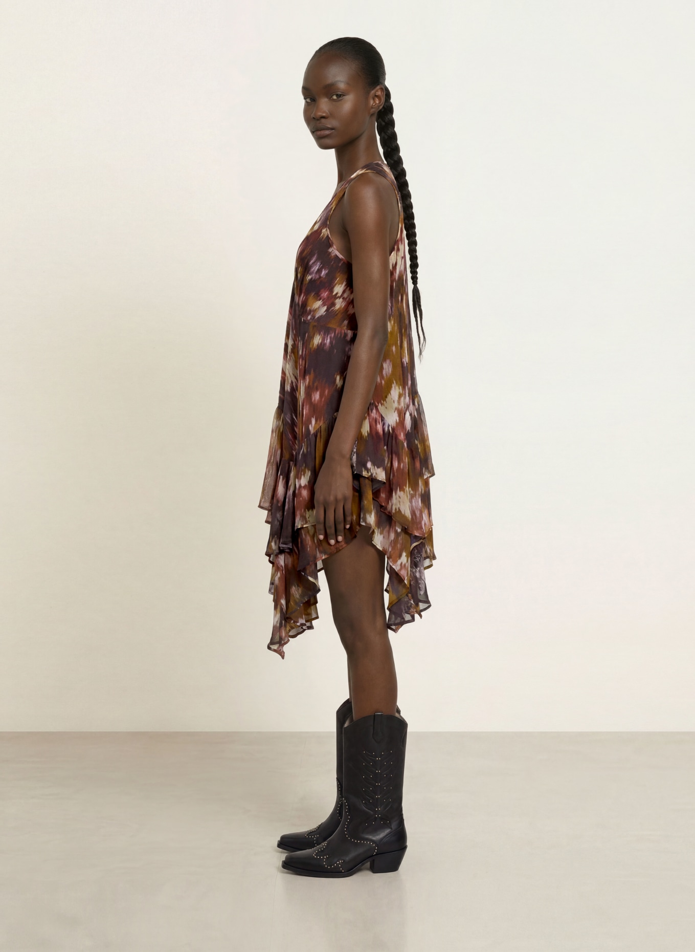 ALLSAINTS Rochie GRETEL: NEGRU / ROȘU ÎNCHIS / KAKI