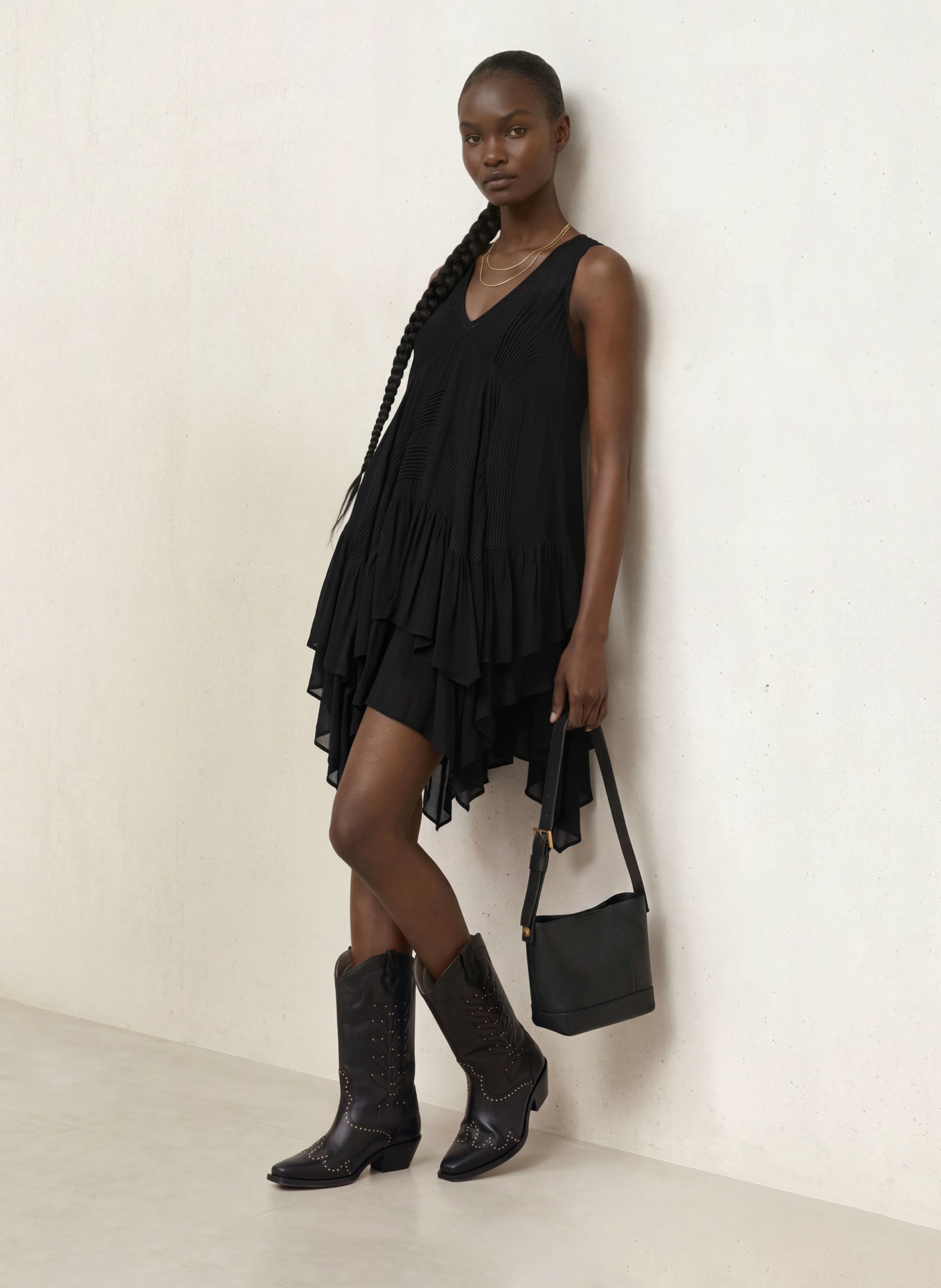 ALLSAINTS GRETEL Dress: BLACK