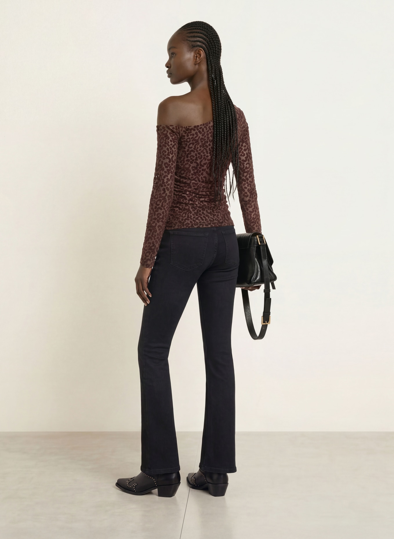 ALLSAINTS One-Shoulder-Bluse MIMI aus Mesh: BRAUN / DUNKELBRAUN