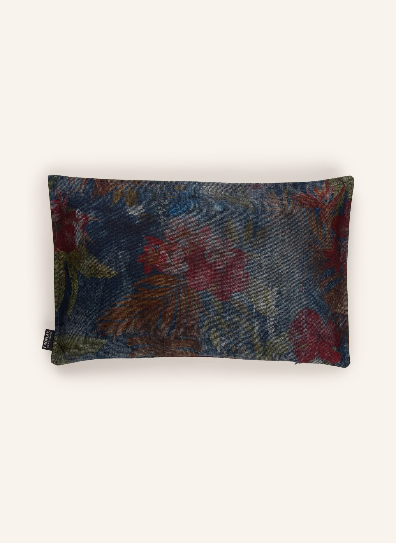 PROFLAX Housse de coussin décorative OASI: BLEU FONCÉ / ROUGE / VERT