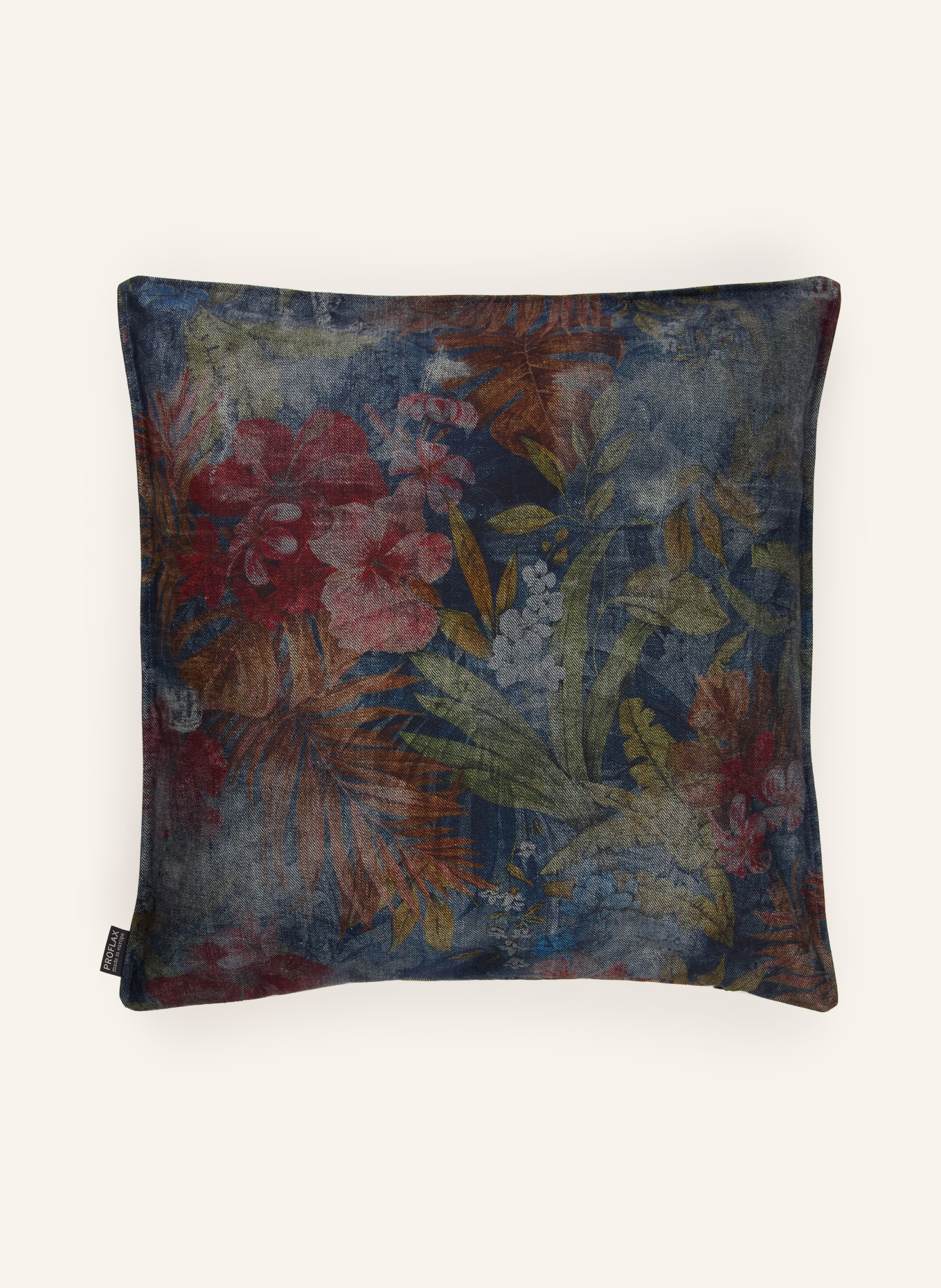 PROFLAX Housse de coussin décorative OASI: BLEU FONCÉ / ROUGE / VERT