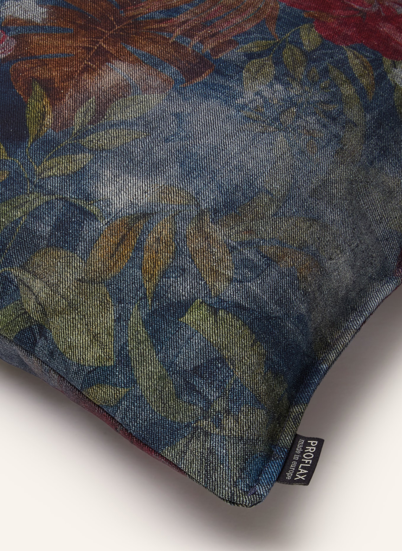 PROFLAX Housse de coussin décorative OASI: BLEU FONCÉ / ROUGE / VERT