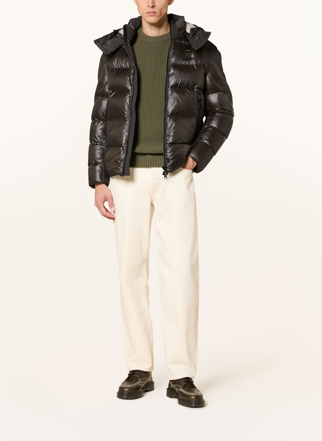 Blauer Steppjacke KIERNAN mit abnehmbarer Kapuze: KHAKI