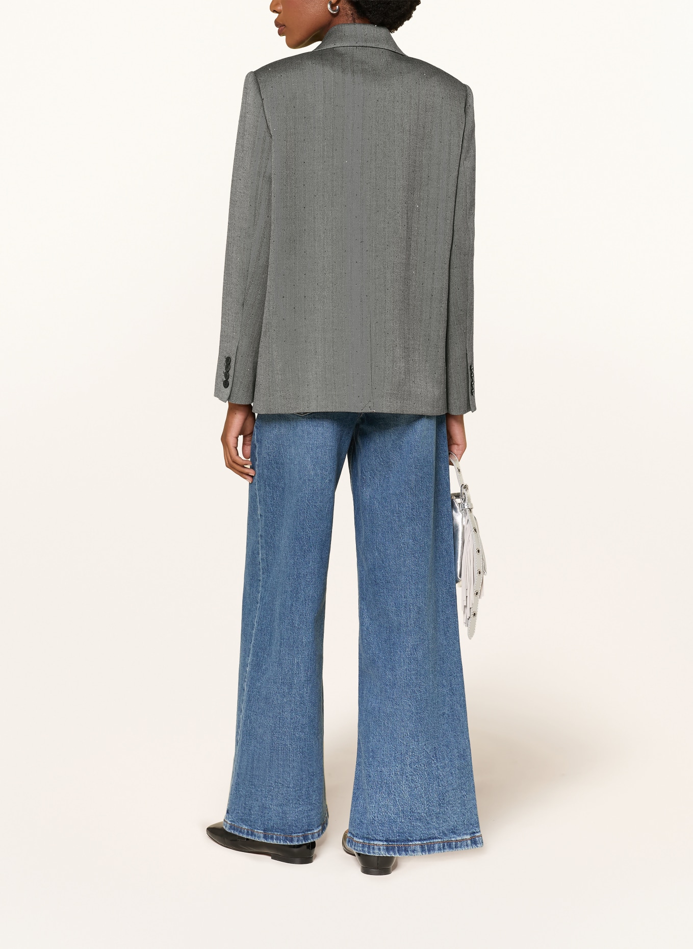 maje Blazer mit Schmucksteinen: GRAU