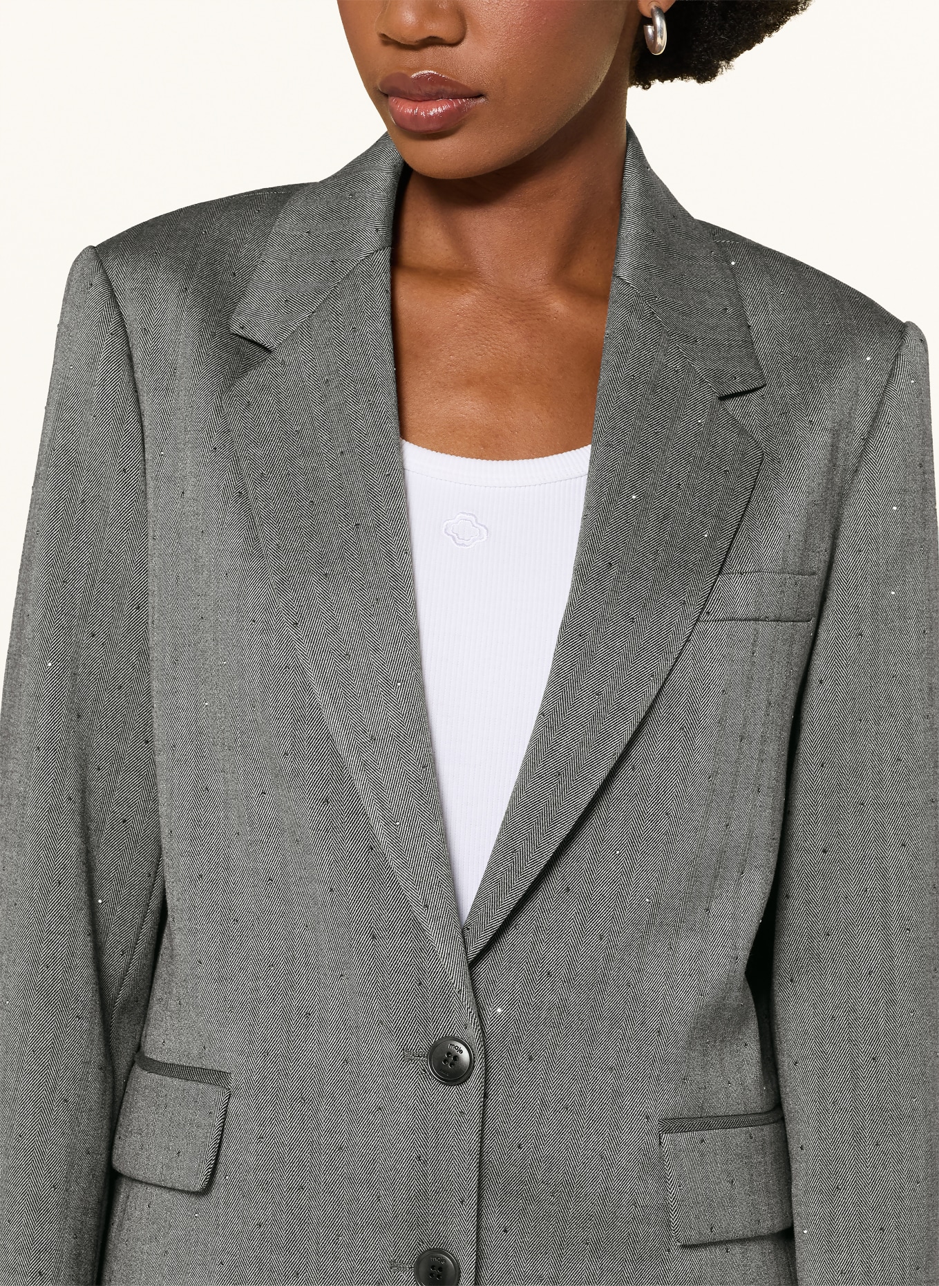 maje Blazer mit Schmucksteinen: GRAU