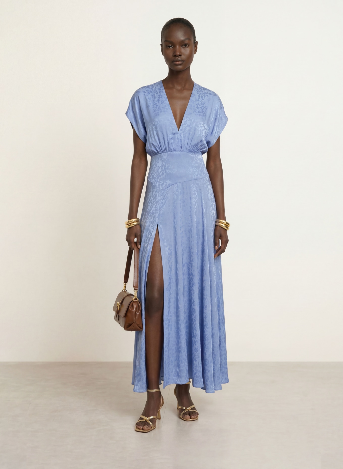 maje Jacquard-Kleid: HELLBLAU
