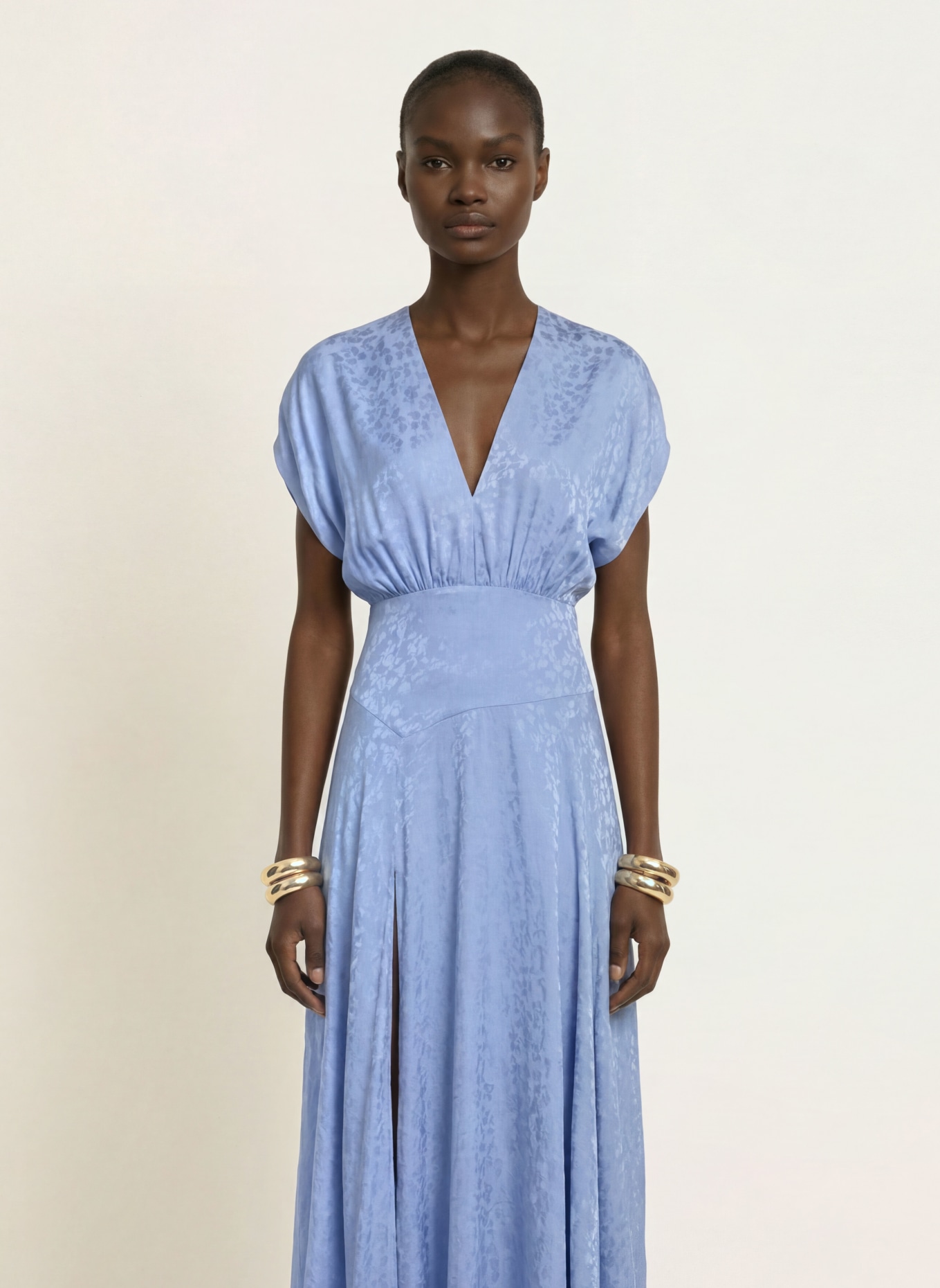 maje Jacquard-Kleid: HELLBLAU
