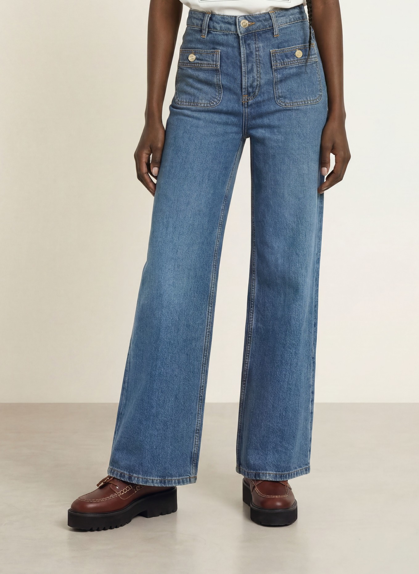 maje Wide Leg Jeans: 0201 BLUE