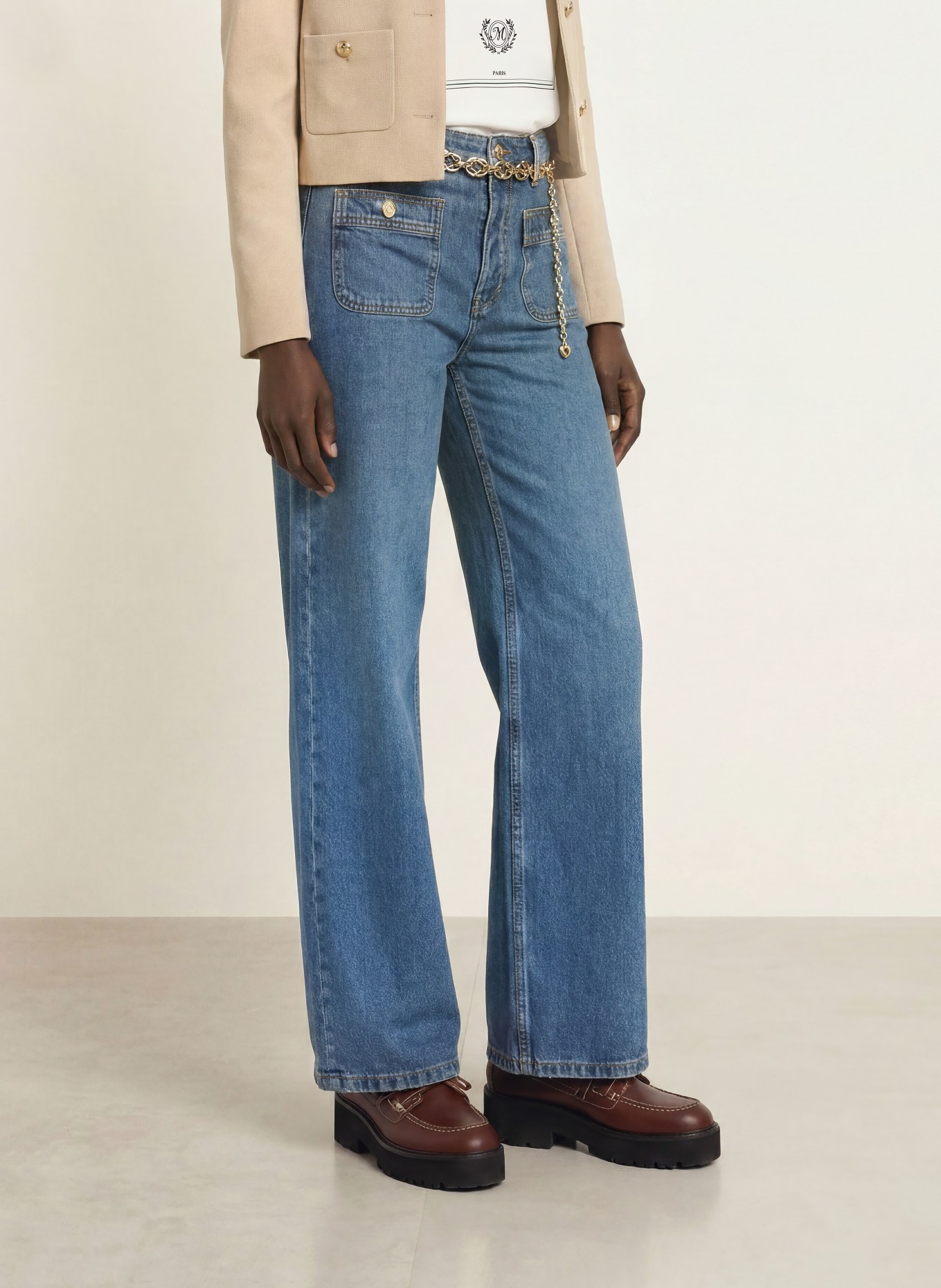 maje Wide Leg Jeans: 0201 BLUE