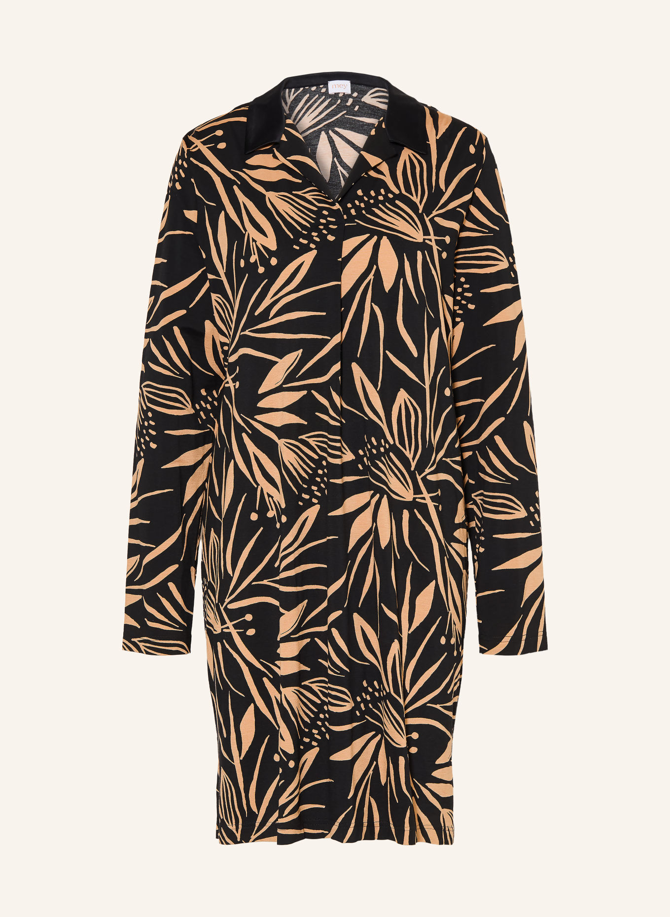 mey Nachthemd Serie VIVID BLOOM: SCHWARZ / BEIGE