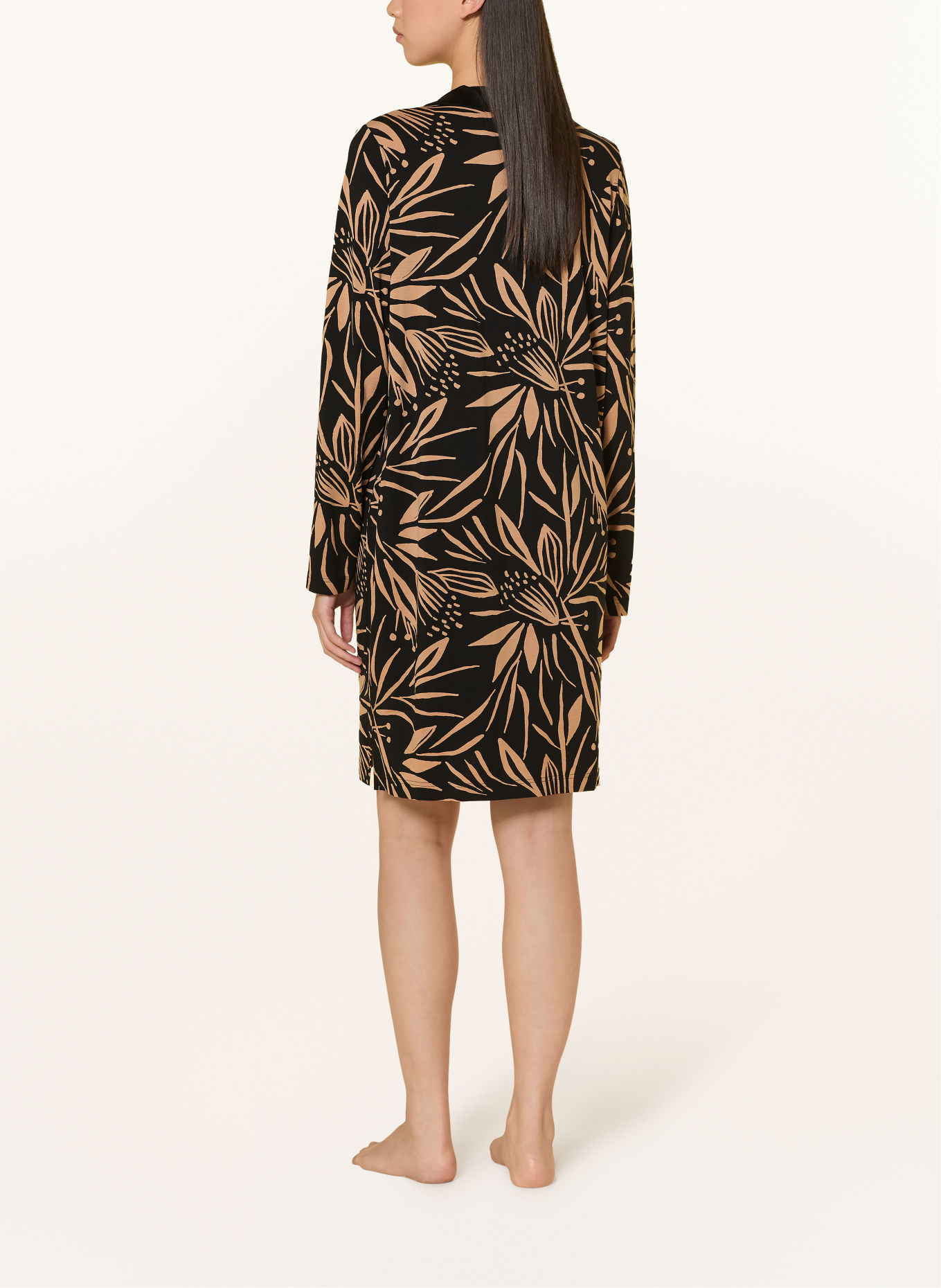 mey Nachthemd Serie VIVID BLOOM: SCHWARZ / BEIGE
