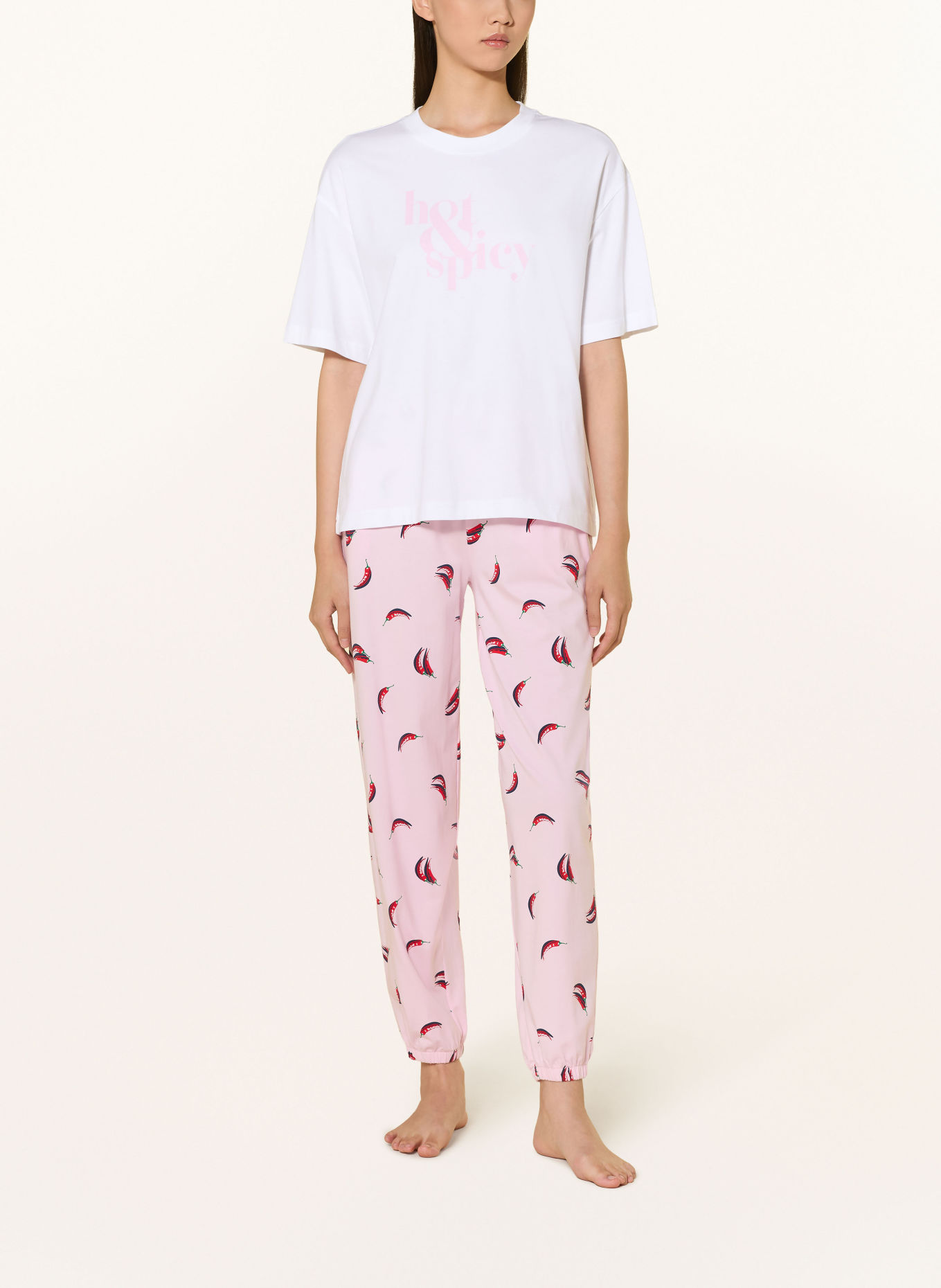 mey SOLID LOVE Pajama shirt Collection: WHITE / LIGHT PINK
