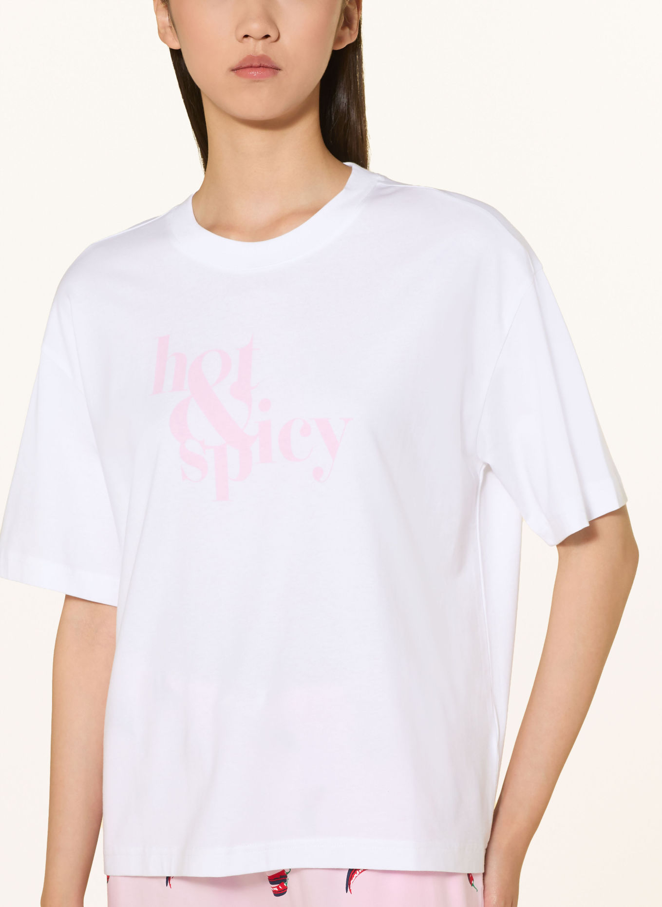 mey SOLID LOVE Pajama shirt Collection: WHITE / LIGHT PINK