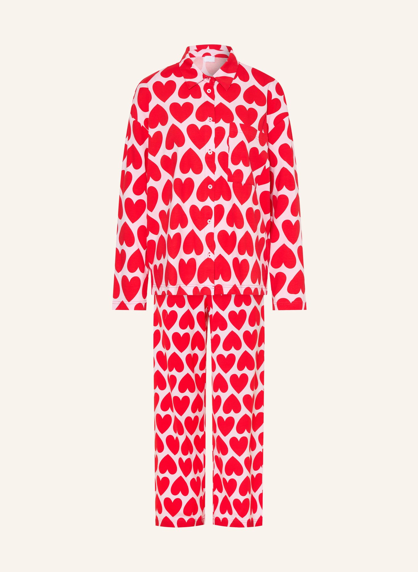 mey SUGAR HEARTS Pajamas Collection: RED / LIGHT PINK