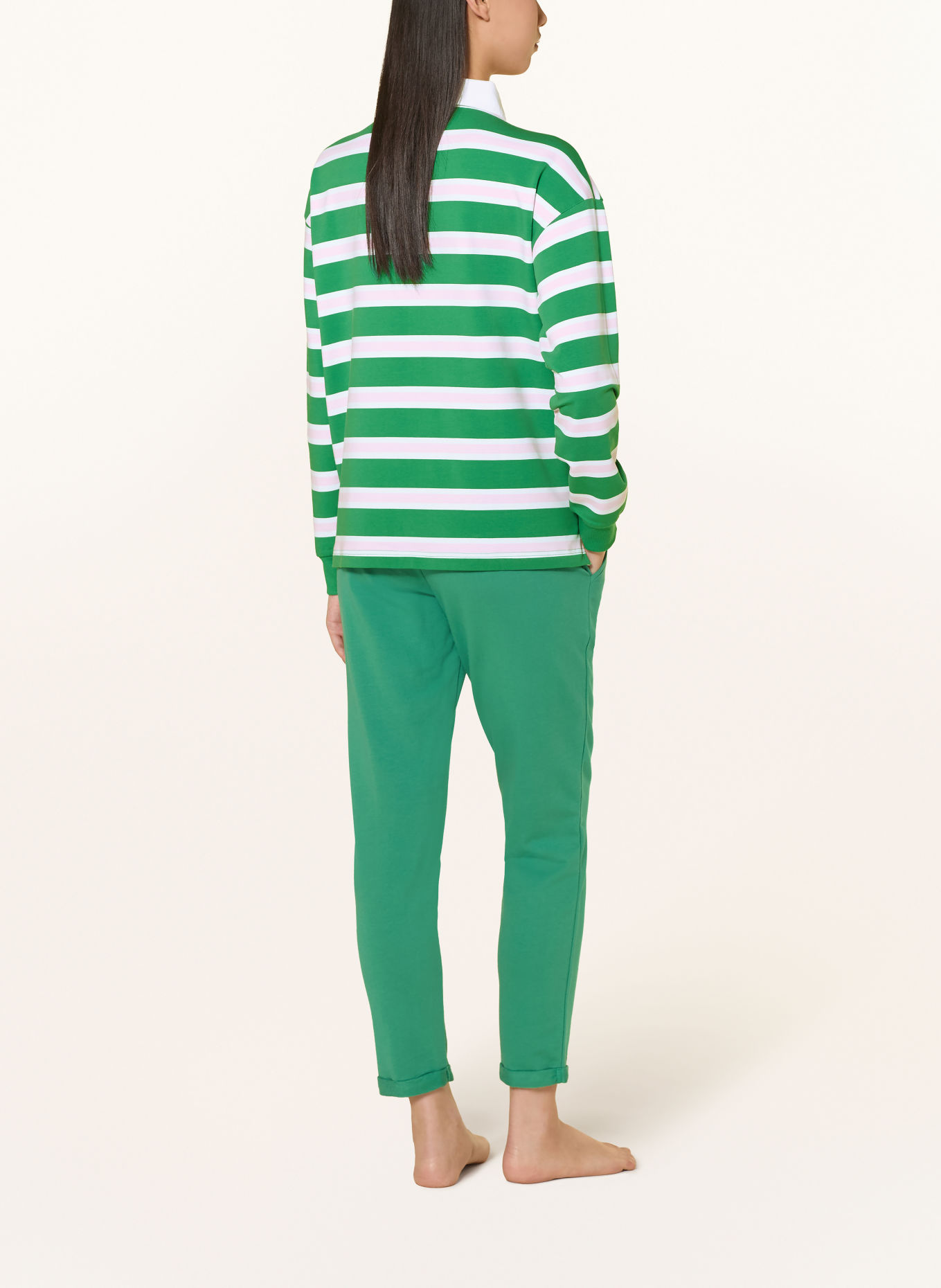 mey TOUCHLINE STRIPES Lounge sweatshirt collection: GREEN / PINK / WHITE