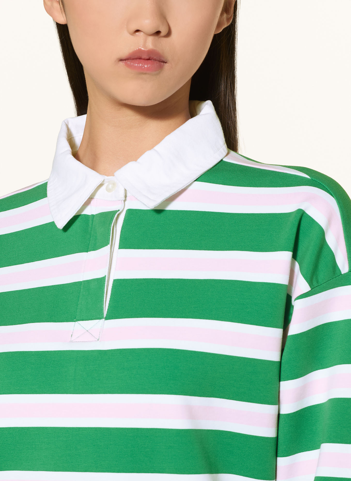 mey TOUCHLINE STRIPES Lounge sweatshirt collection: GREEN / PINK / WHITE