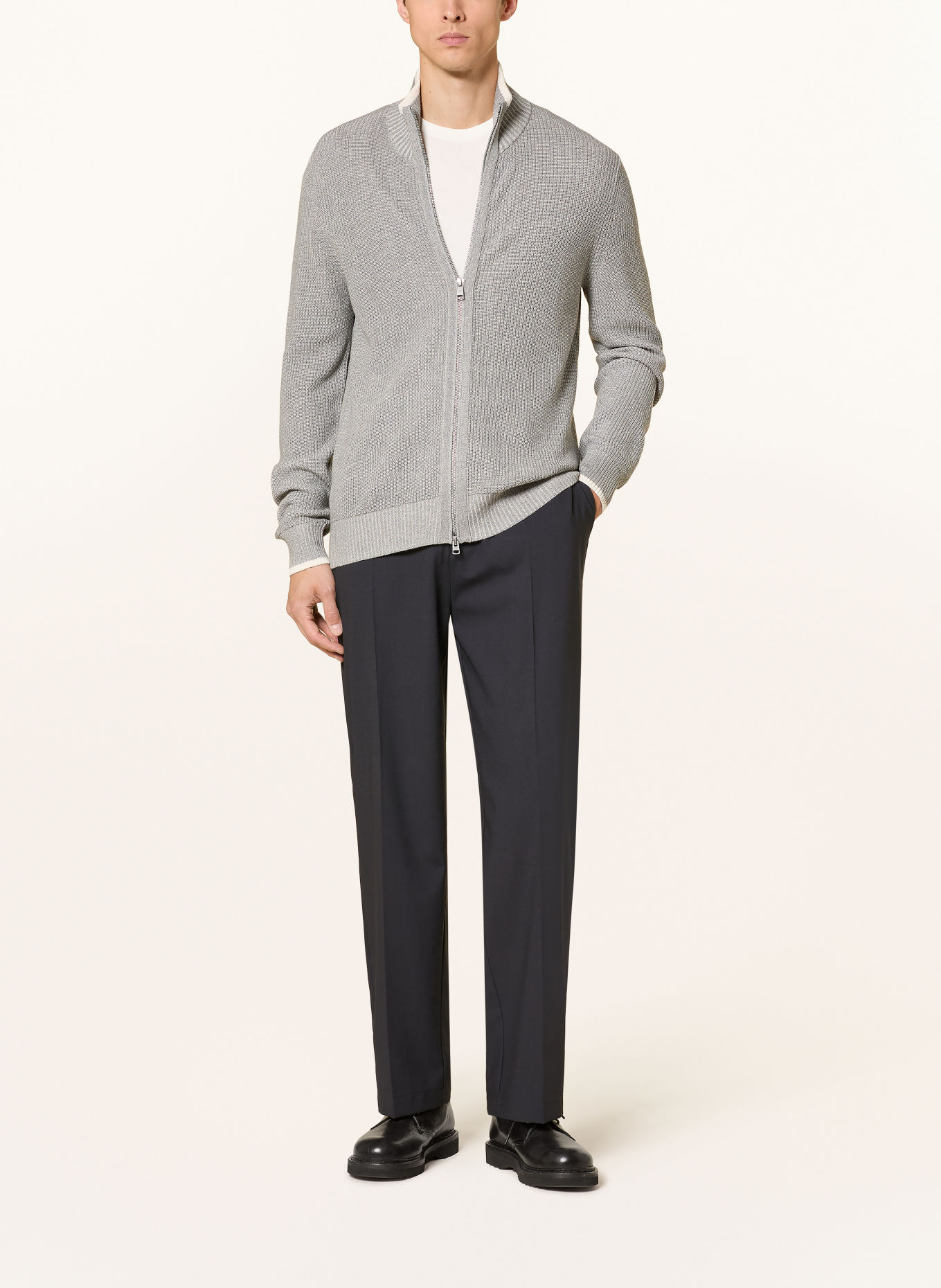 Marc O'Polo Cardigan: LYSEGRÅ / HVID