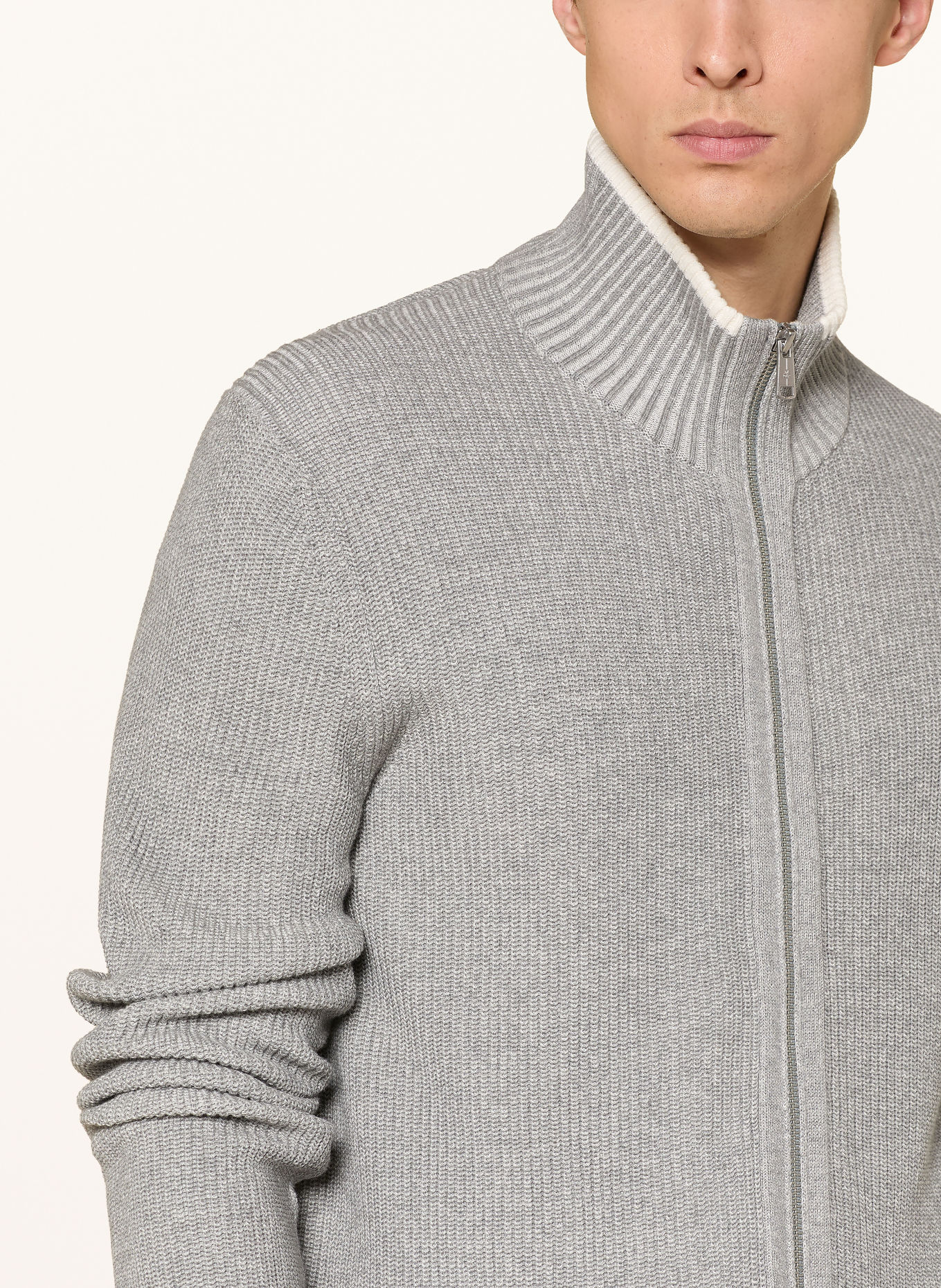 Marc O'Polo Cardigan: LYSEGRÅ / HVID
