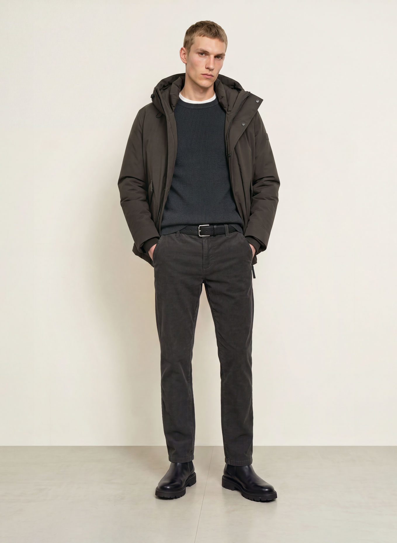 Marc O'Polo MADS JOGGER Cord Pants, Regular Fit: DARK GRAY