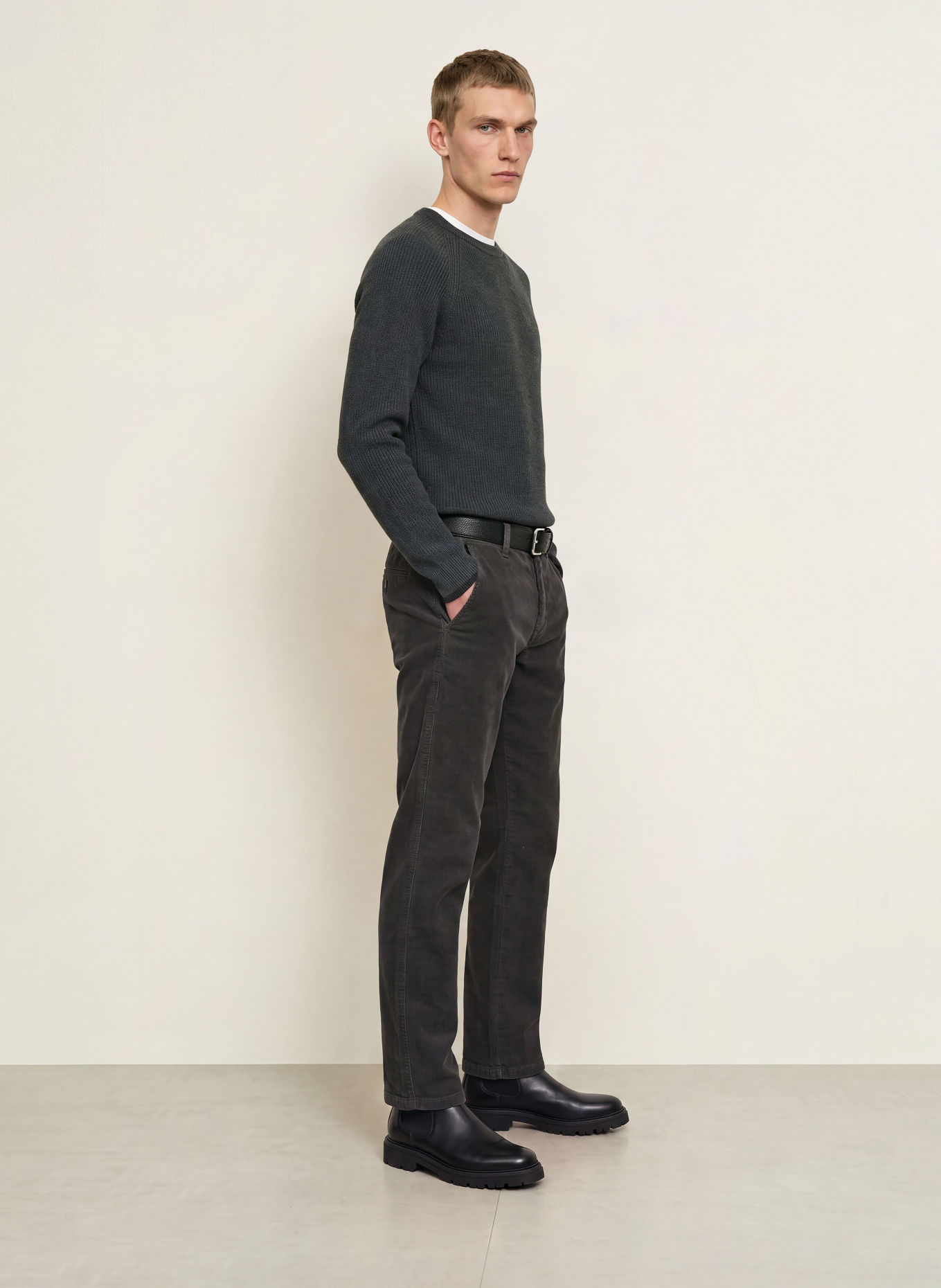 Marc O'Polo MADS JOGGER Cord Pants, Regular Fit: DARK GRAY