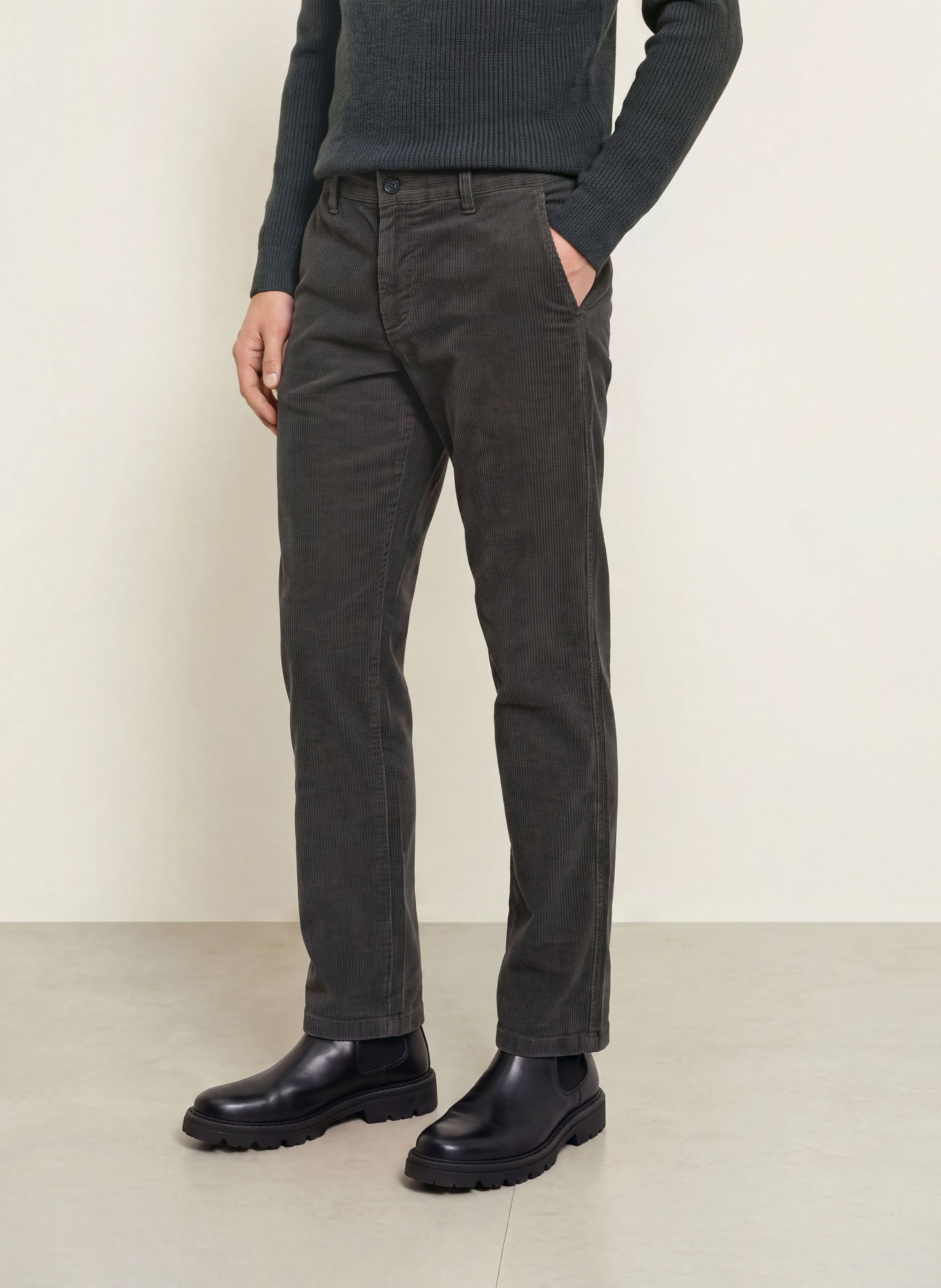 Marc O'Polo MADS JOGGER Cord Pants, Regular Fit: DARK GRAY