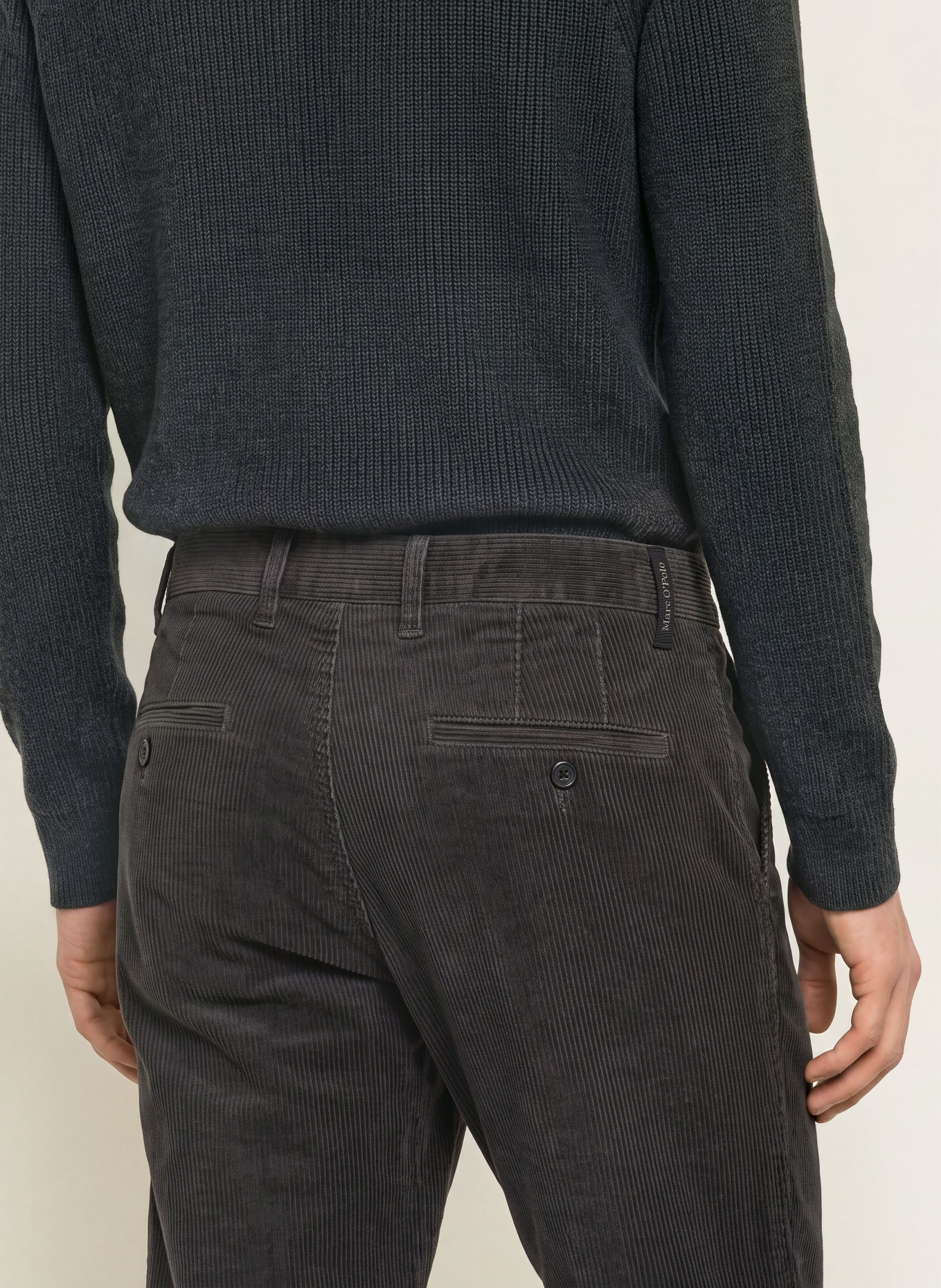 Marc O'Polo MADS JOGGER Cord Pants, Regular Fit: DARK GRAY