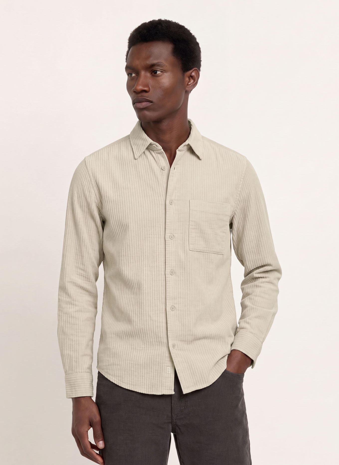 Marc O'Polo Cordskjorte i regular fit: BEIGE