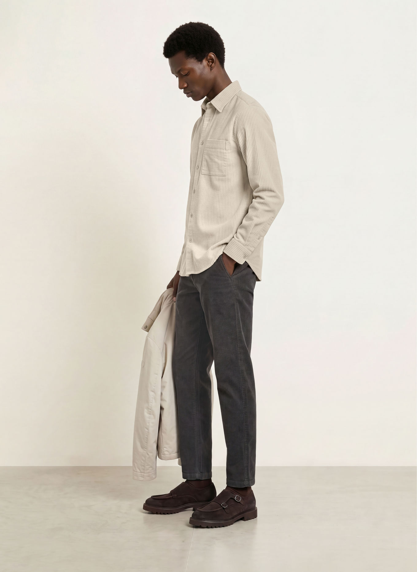 Marc O'Polo Cordskjorte i regular fit: BEIGE
