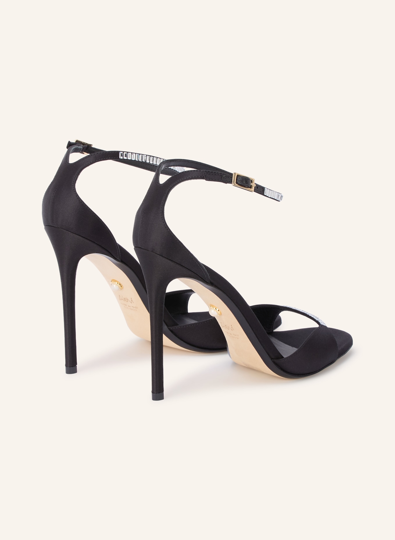 ALEVI NINEL XTAL Sandals with Rhinestones: BLACK / GOLD