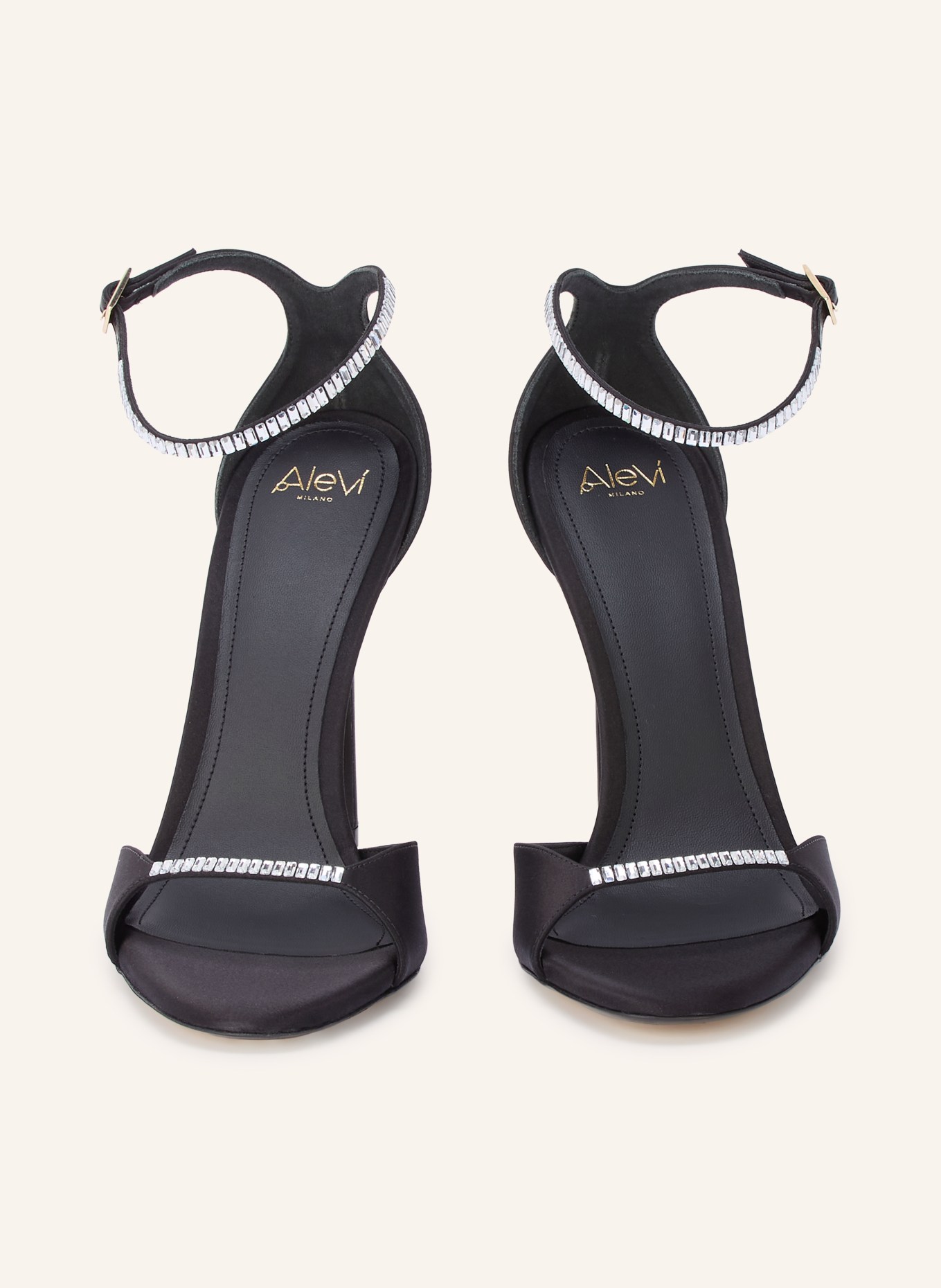 ALEVI NINEL XTAL Sandals with Rhinestones: BLACK / GOLD