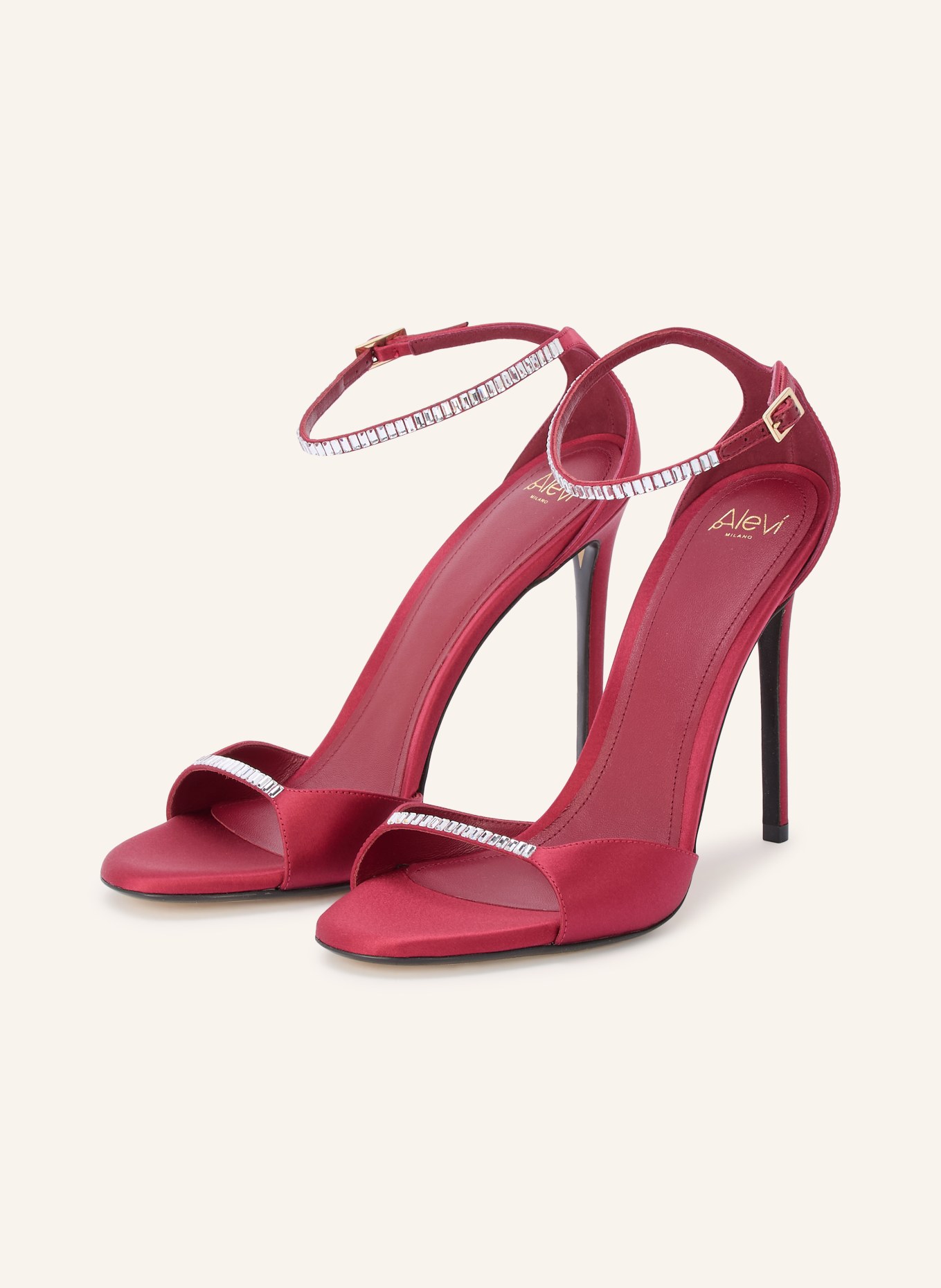 ALEVI NINEL XTAL Sandals with Rhinestones: DARK RED / GOLD