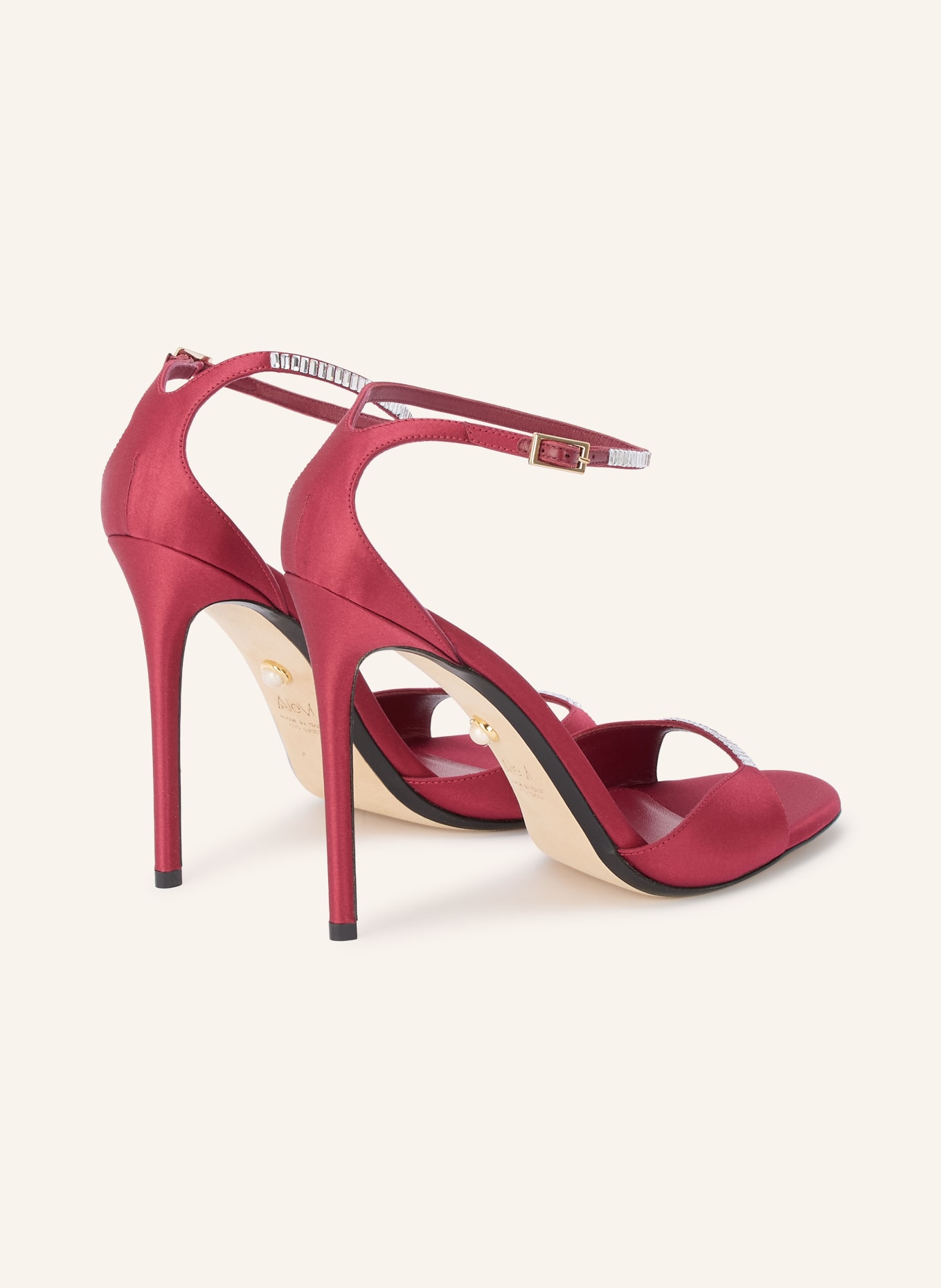 ALEVI NINEL XTAL Sandals with Rhinestones: DARK RED / GOLD