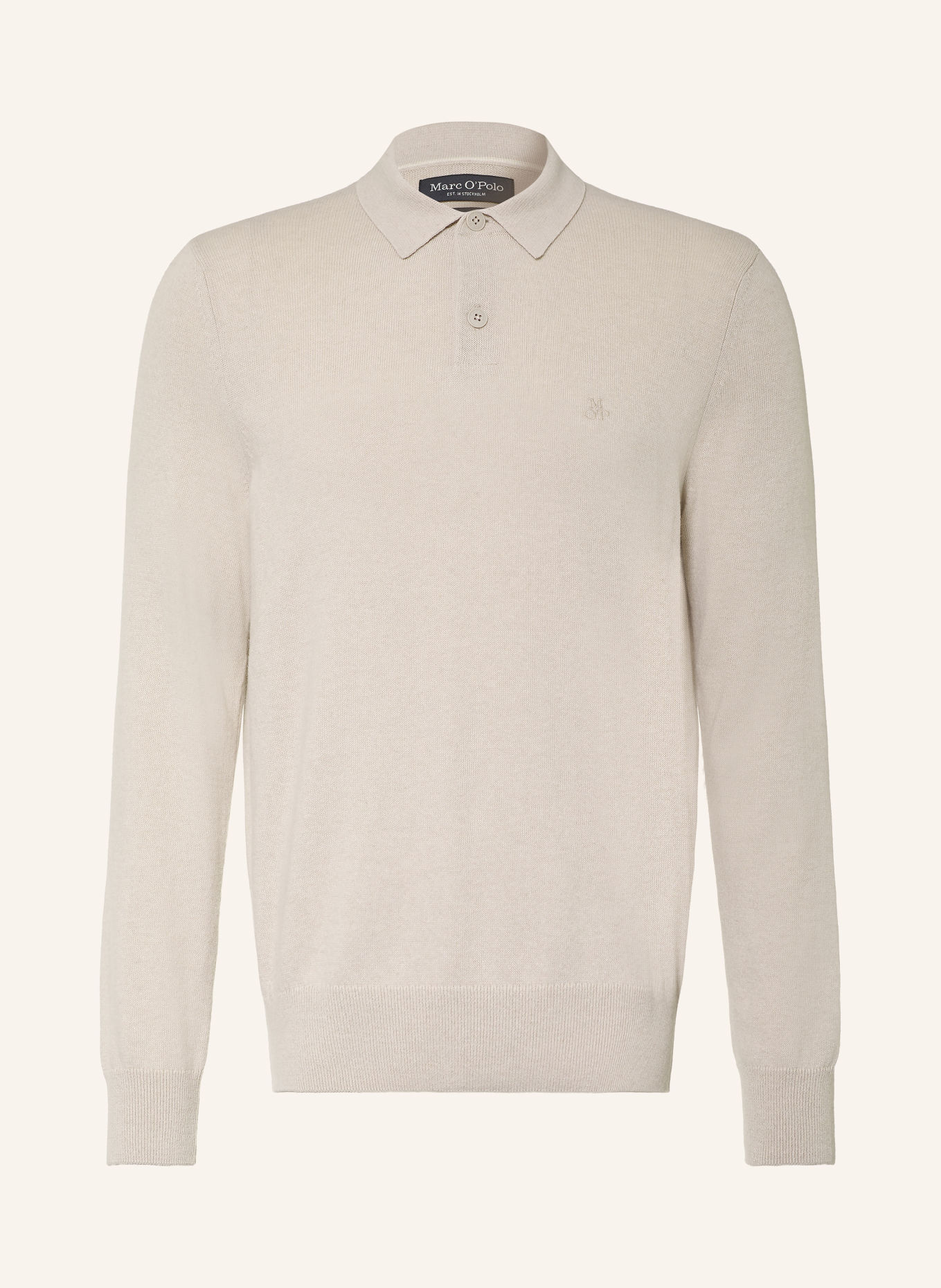 Marc O'Polo Strikket poloshirt: LYSEGRÅ