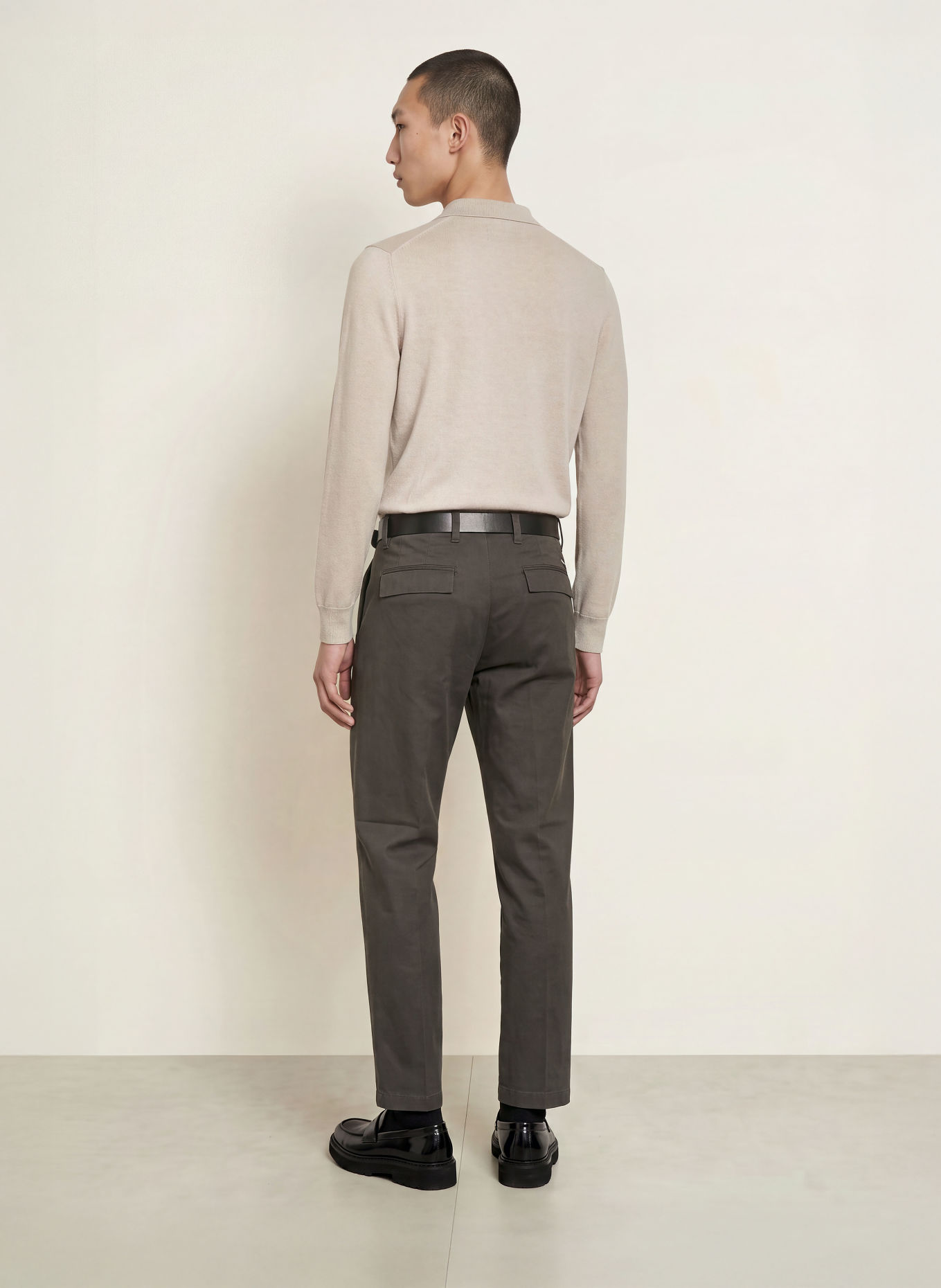 Marc O'Polo Strikket poloshirt: LYSEGRÅ