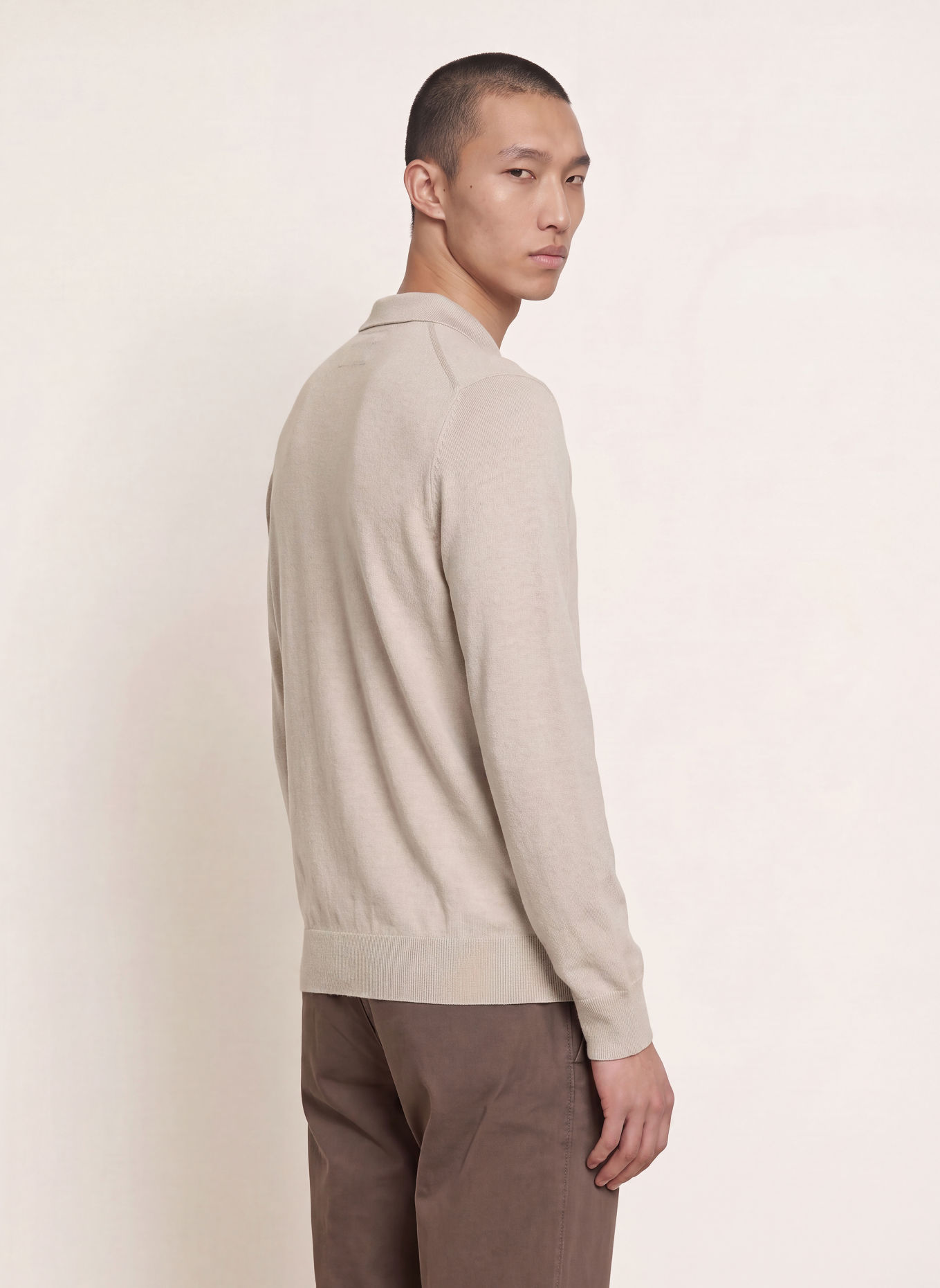 Marc O'Polo Strikket poloshirt: LYSEGRÅ