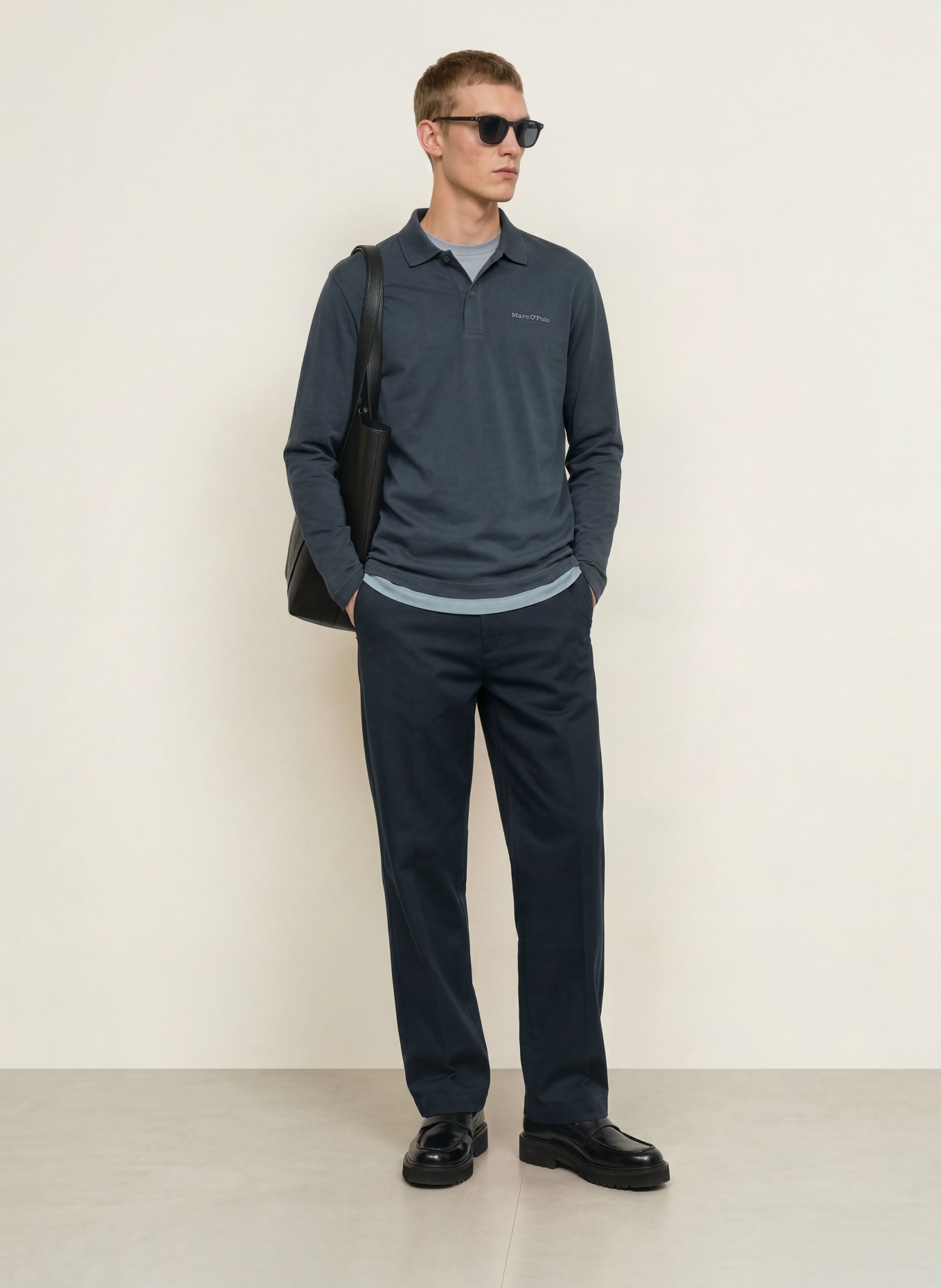 Marc O'Polo Jersey-Poloshirt Relaxed Fit: BLAUGRAU