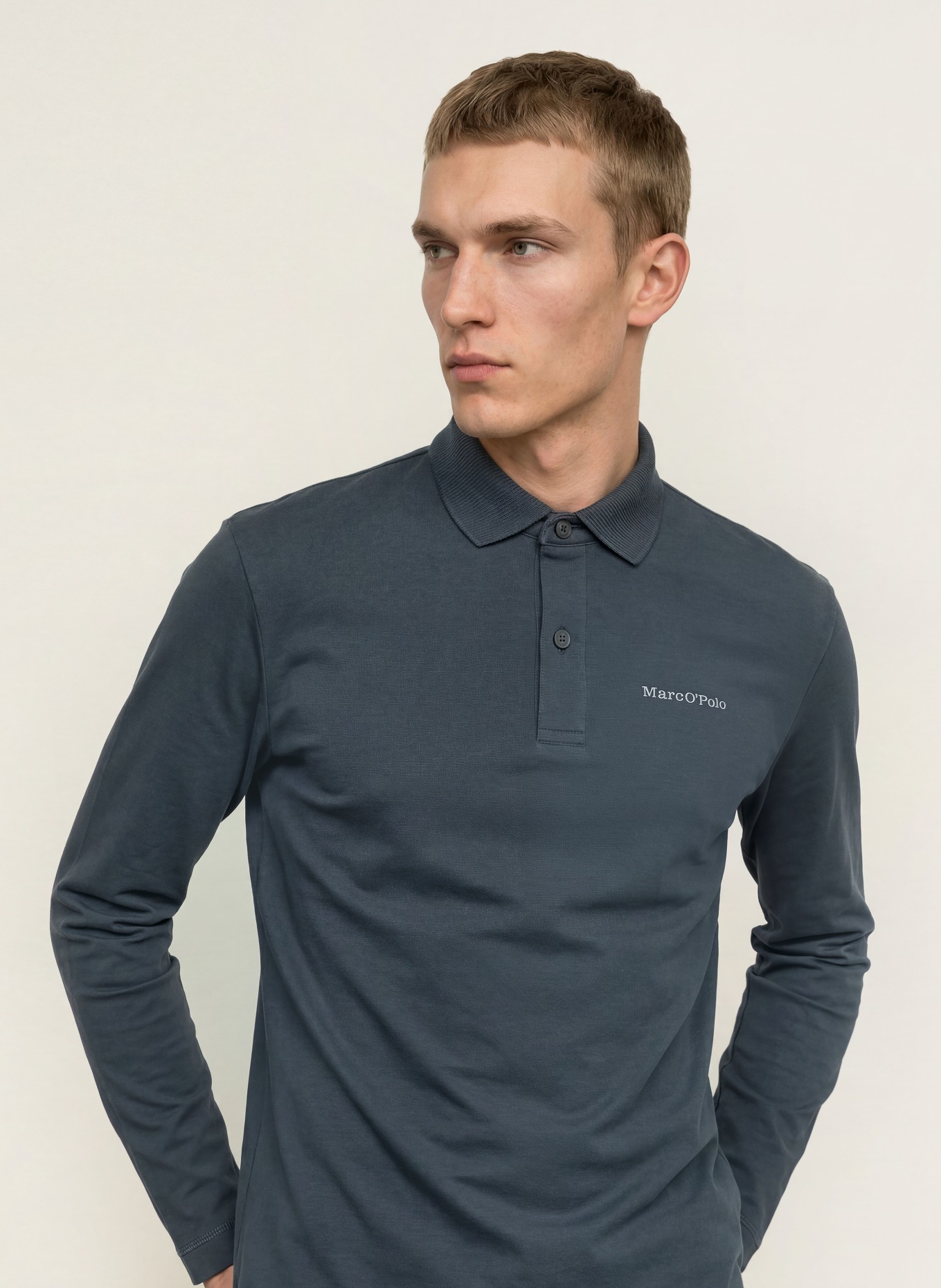 Marc O'Polo Jersey-Poloshirt Relaxed Fit: BLAUGRAU