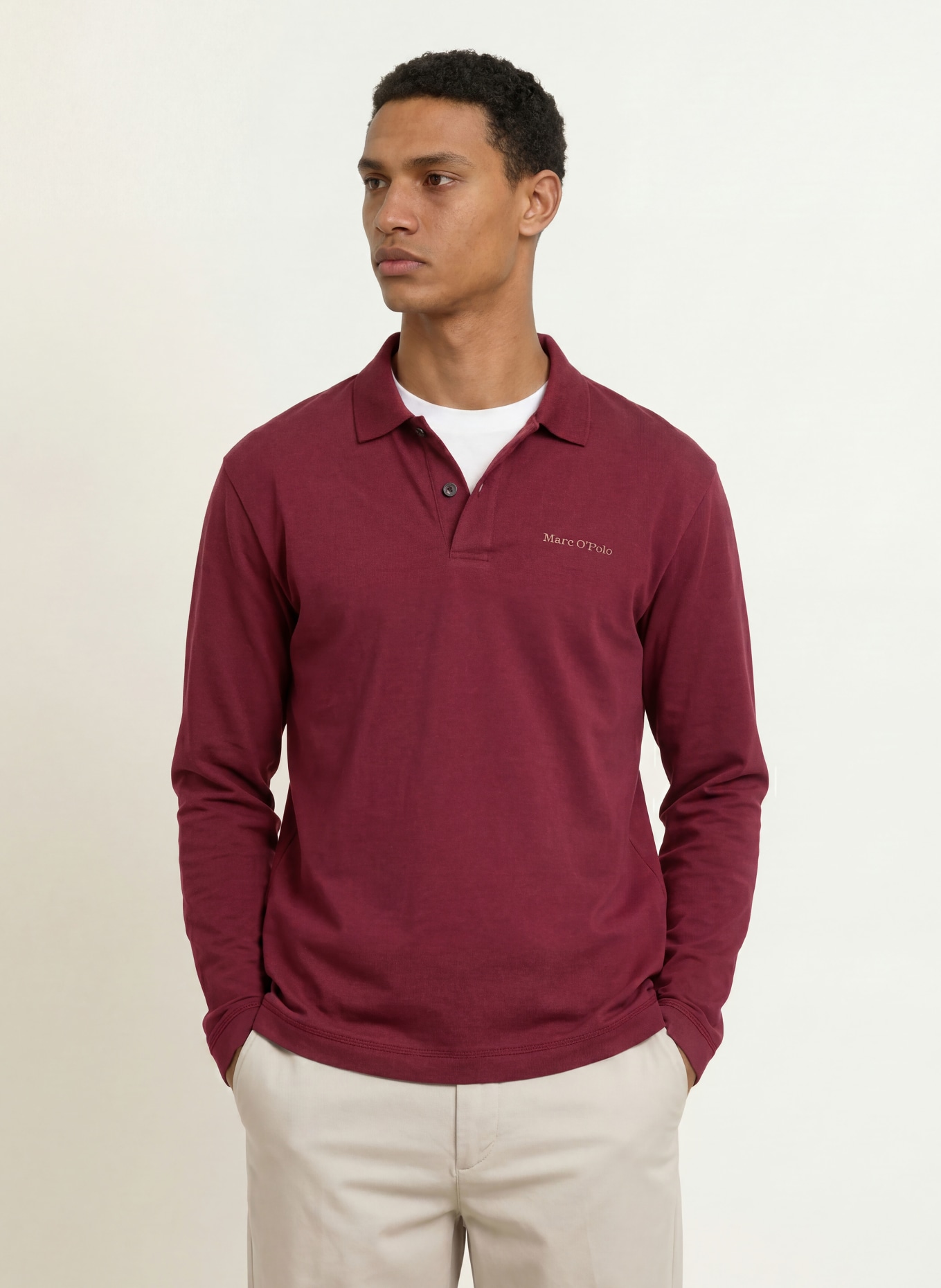 Marc O'Polo Polo en jersey, coupe décontractée: ROUGE FONCÉ
