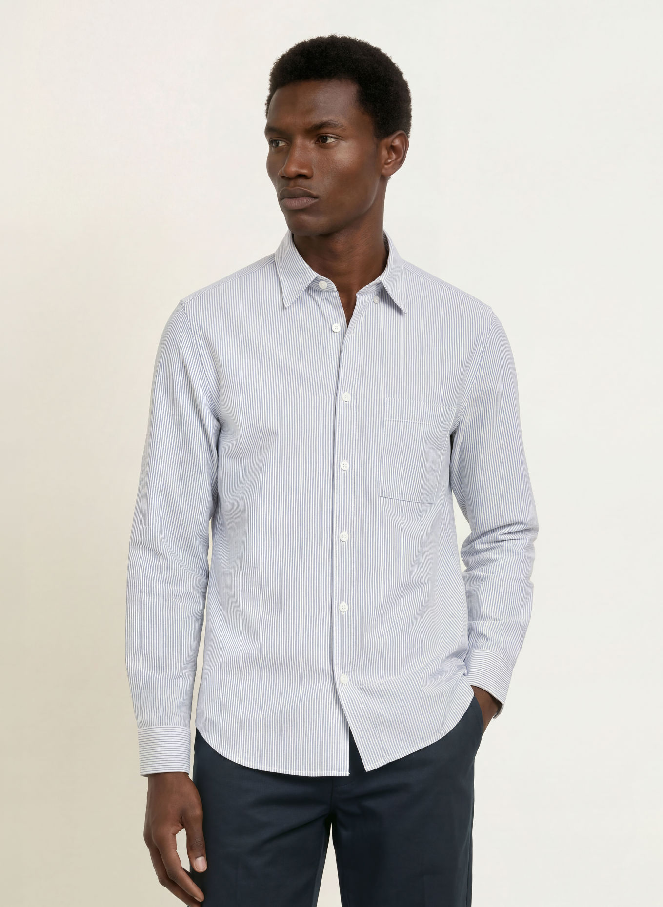 Marc O'Polo Hemd Regular Fit: BLAUGRAU / WEISS