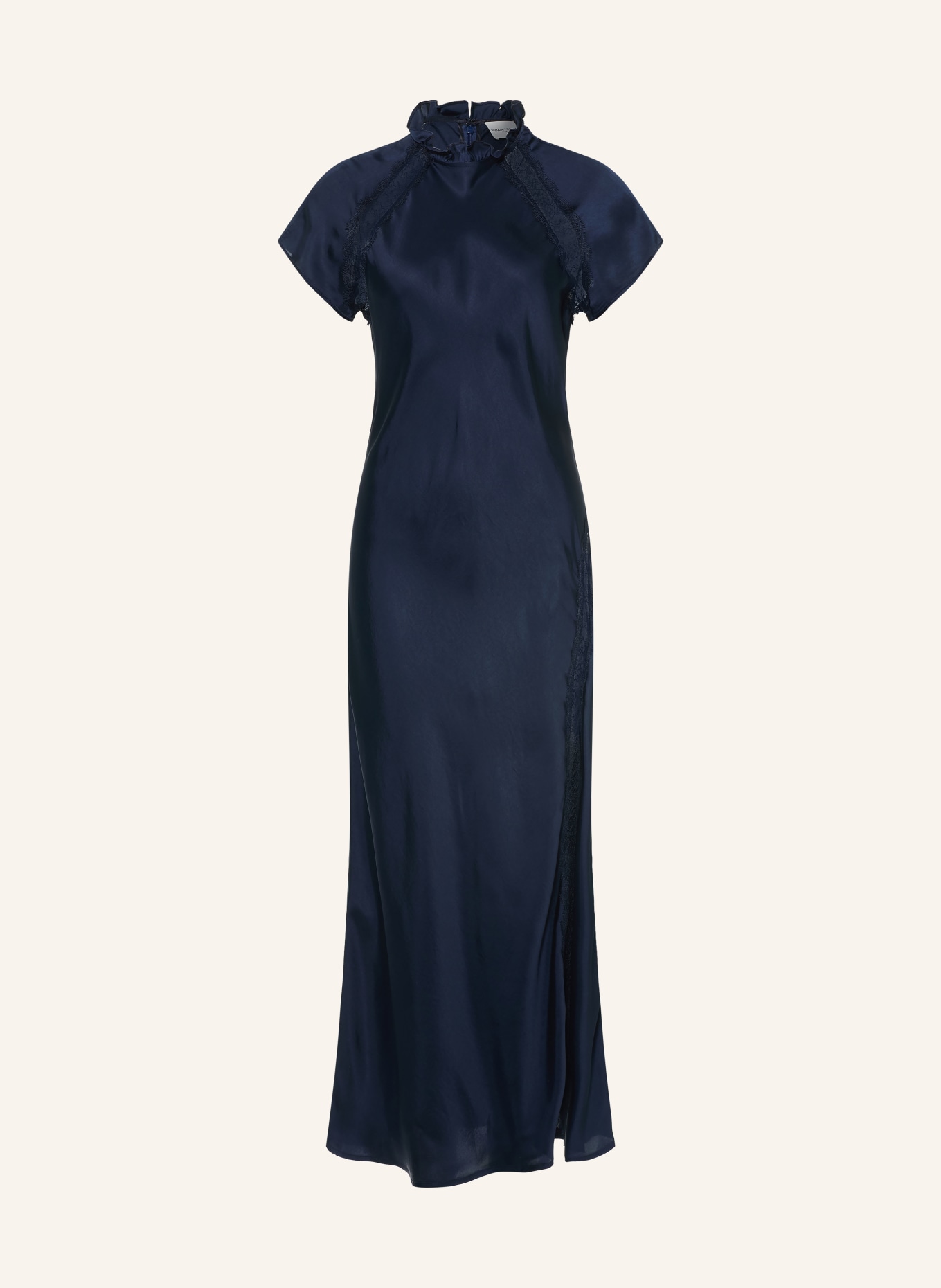 CLAUDIE PIERLOT Satinkleid mit Spitze: DUNKELBLAU