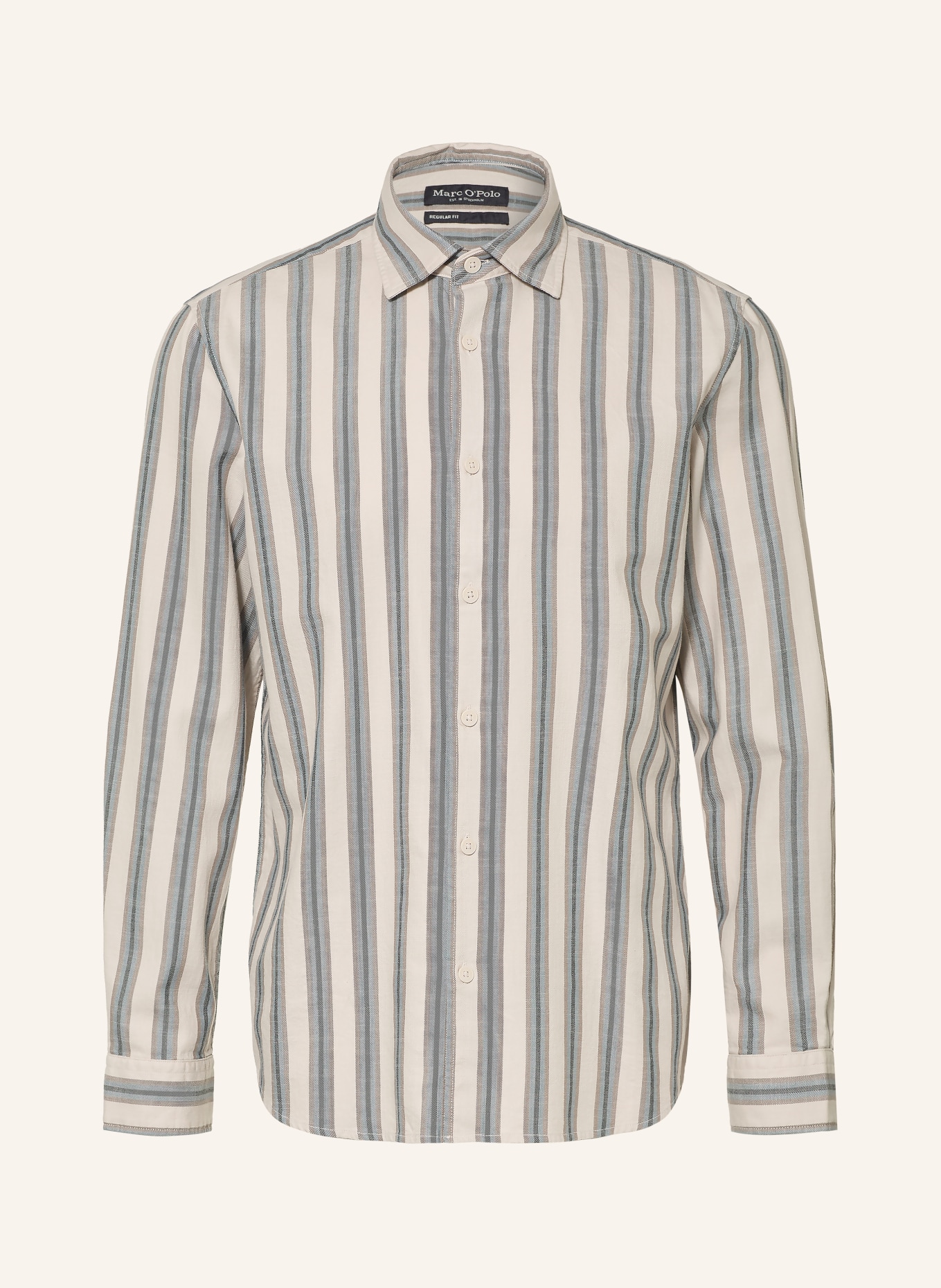 Marc O'Polo Regular-Fit Shirt: CREAM / BEIGE / LIGHT BLUE