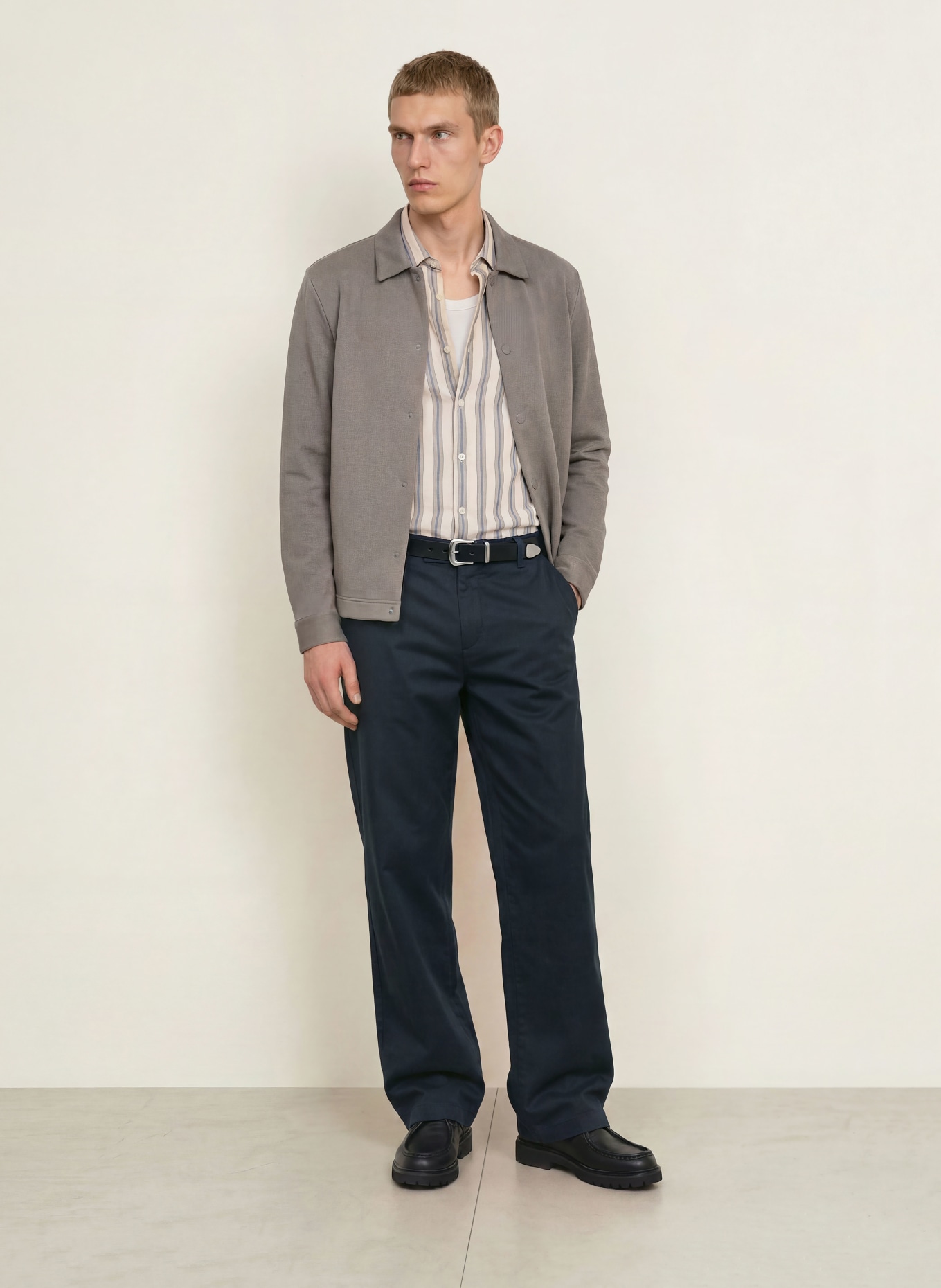 Marc O'Polo Regular-Fit Shirt: CREAM / BEIGE / LIGHT BLUE