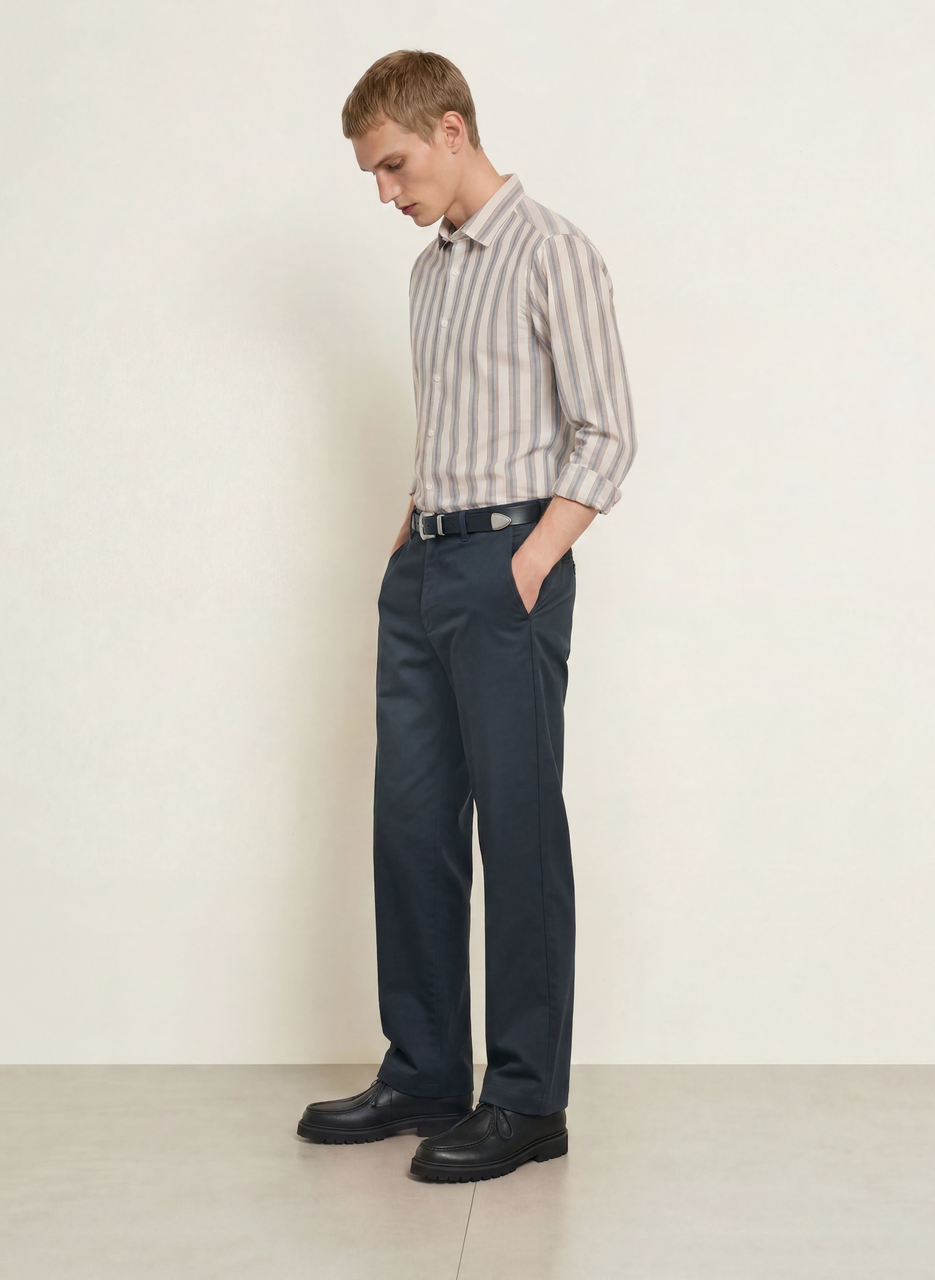 Marc O'Polo Regular-Fit Shirt: CREAM / BEIGE / LIGHT BLUE