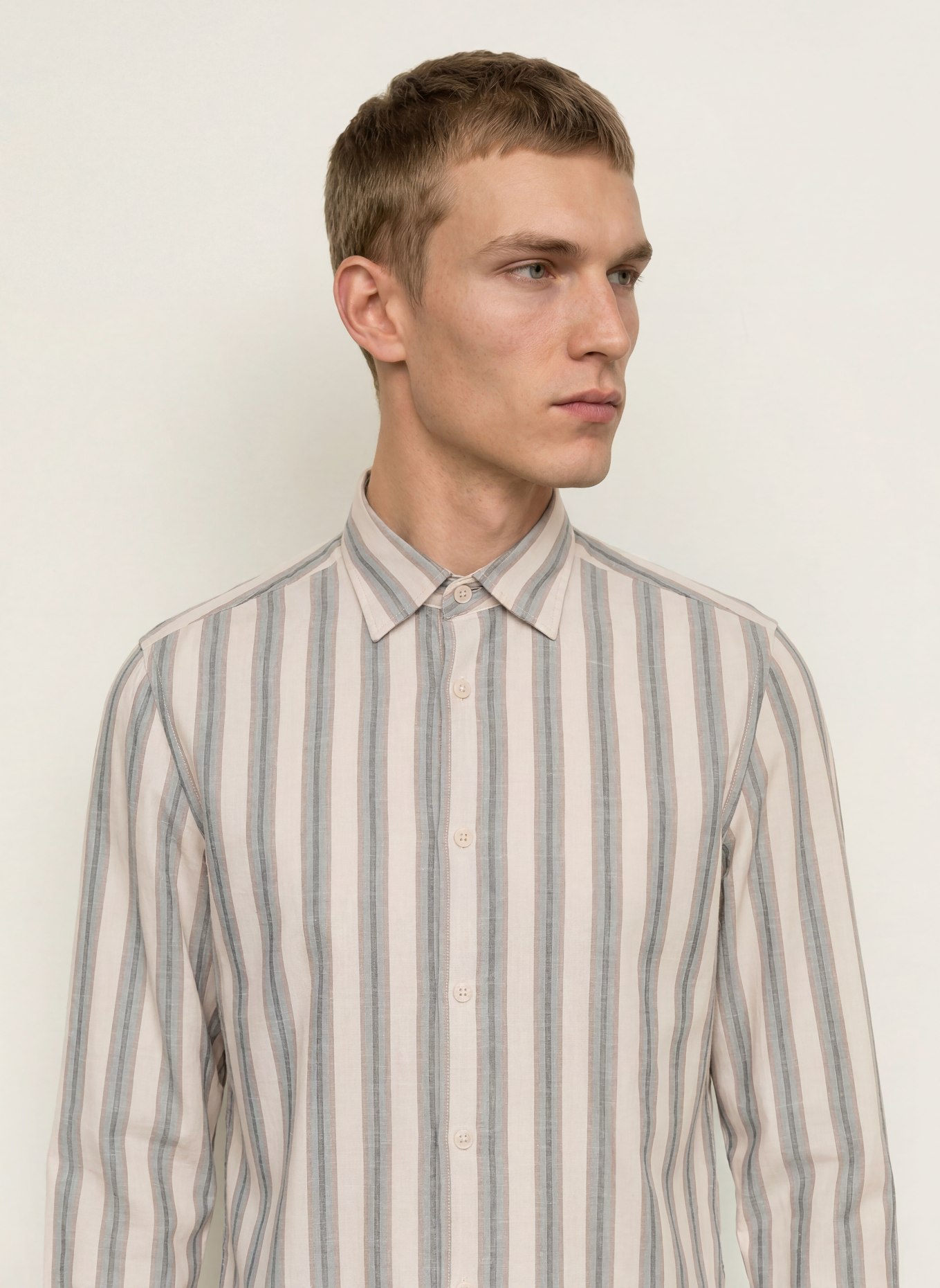 Marc O'Polo Regular-Fit Shirt: CREAM / BEIGE / LIGHT BLUE