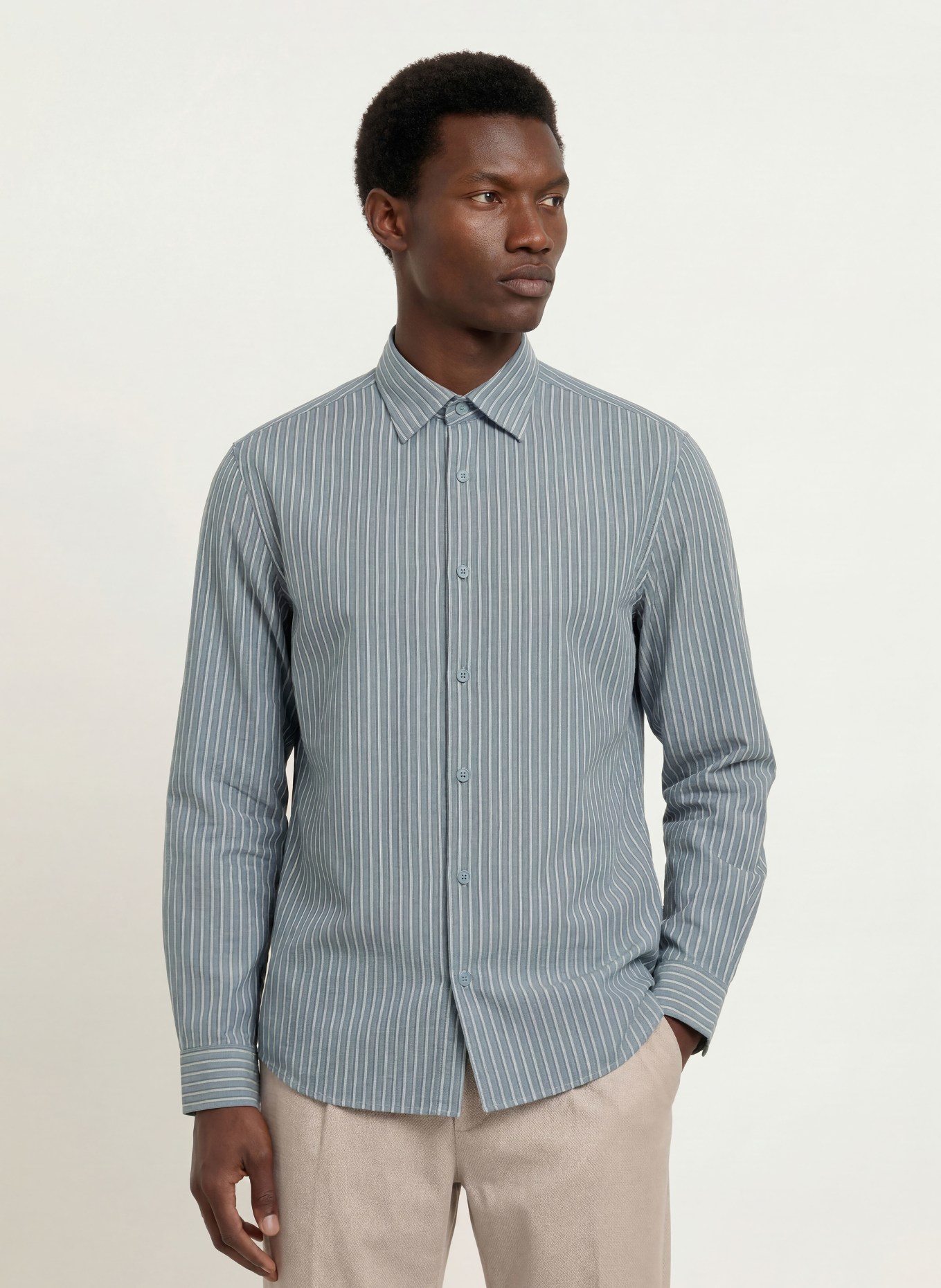 Marc O'Polo Chemise coupe classique: BLEU GRIS / GRIS CLAIR / NOIR