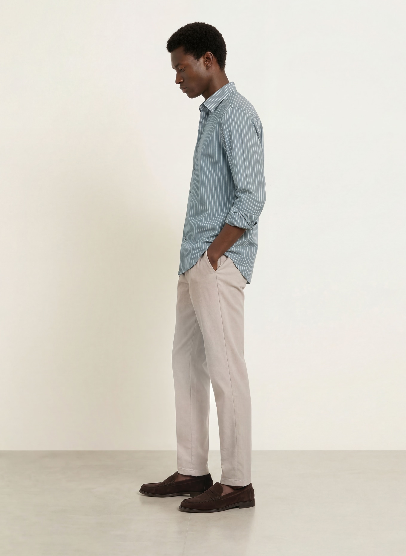 Marc O'Polo Chemise coupe classique: BLEU GRIS / GRIS CLAIR / NOIR