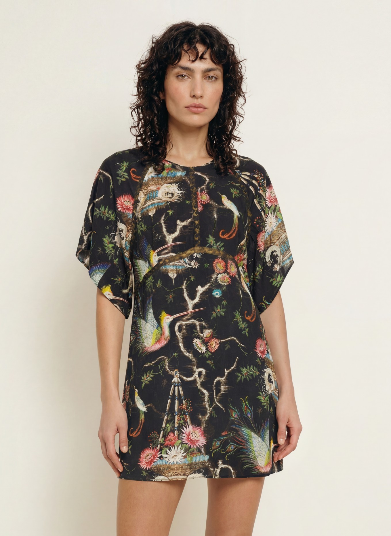 ALLSAINTS Kleid XENA: SCHWARZ / ROT / GRÜN