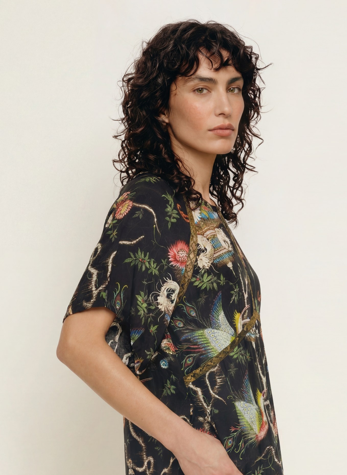 ALLSAINTS Kleid XENA: SCHWARZ / ROT / GRÜN