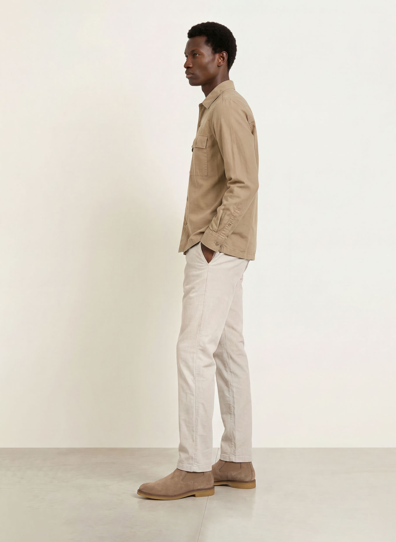 Marc O'Polo Overshirt i fløjl: BEIGE