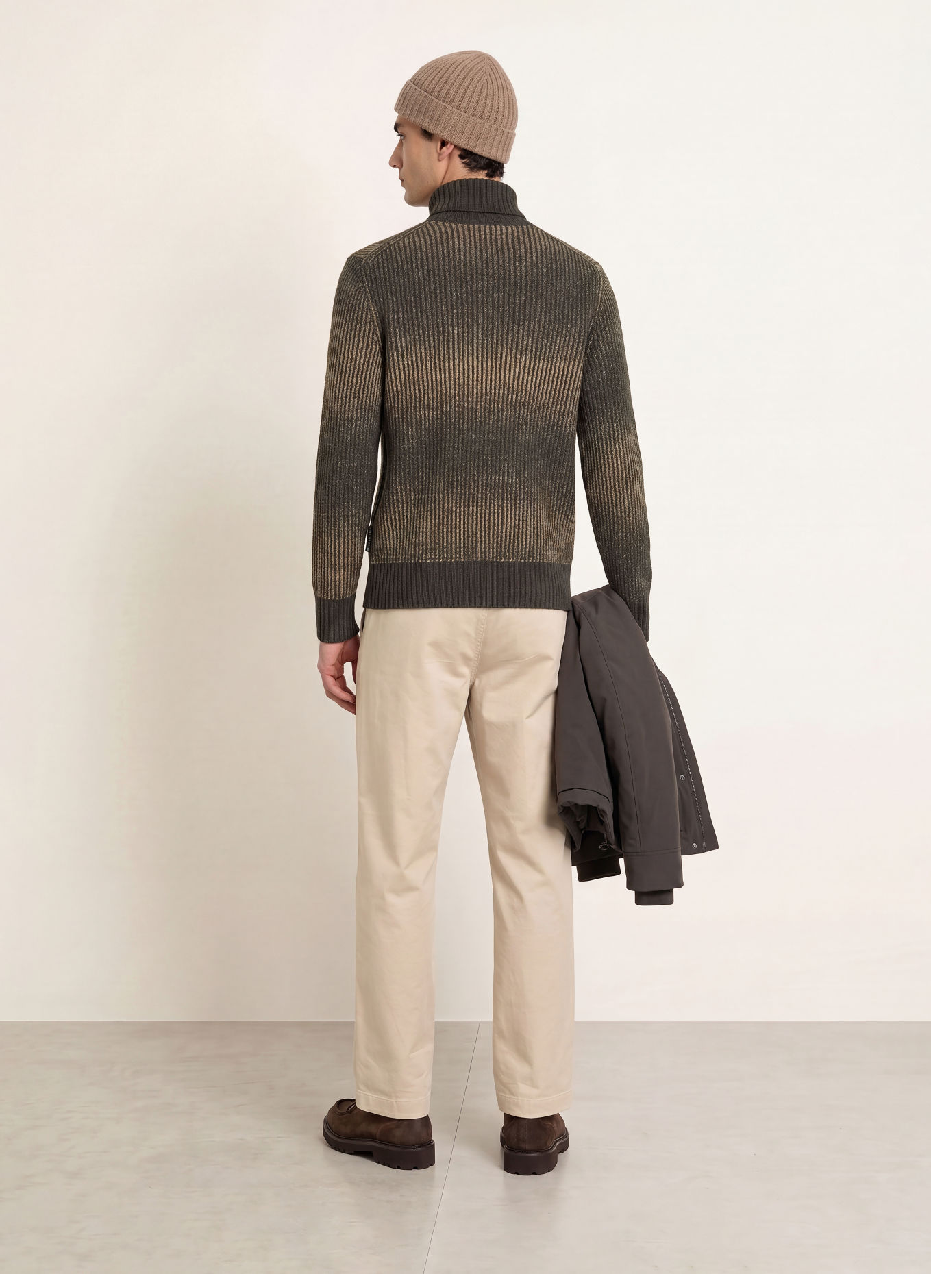 Marc O'Polo Rollkragenpullover: BEIGE / DUNKELBRAUN